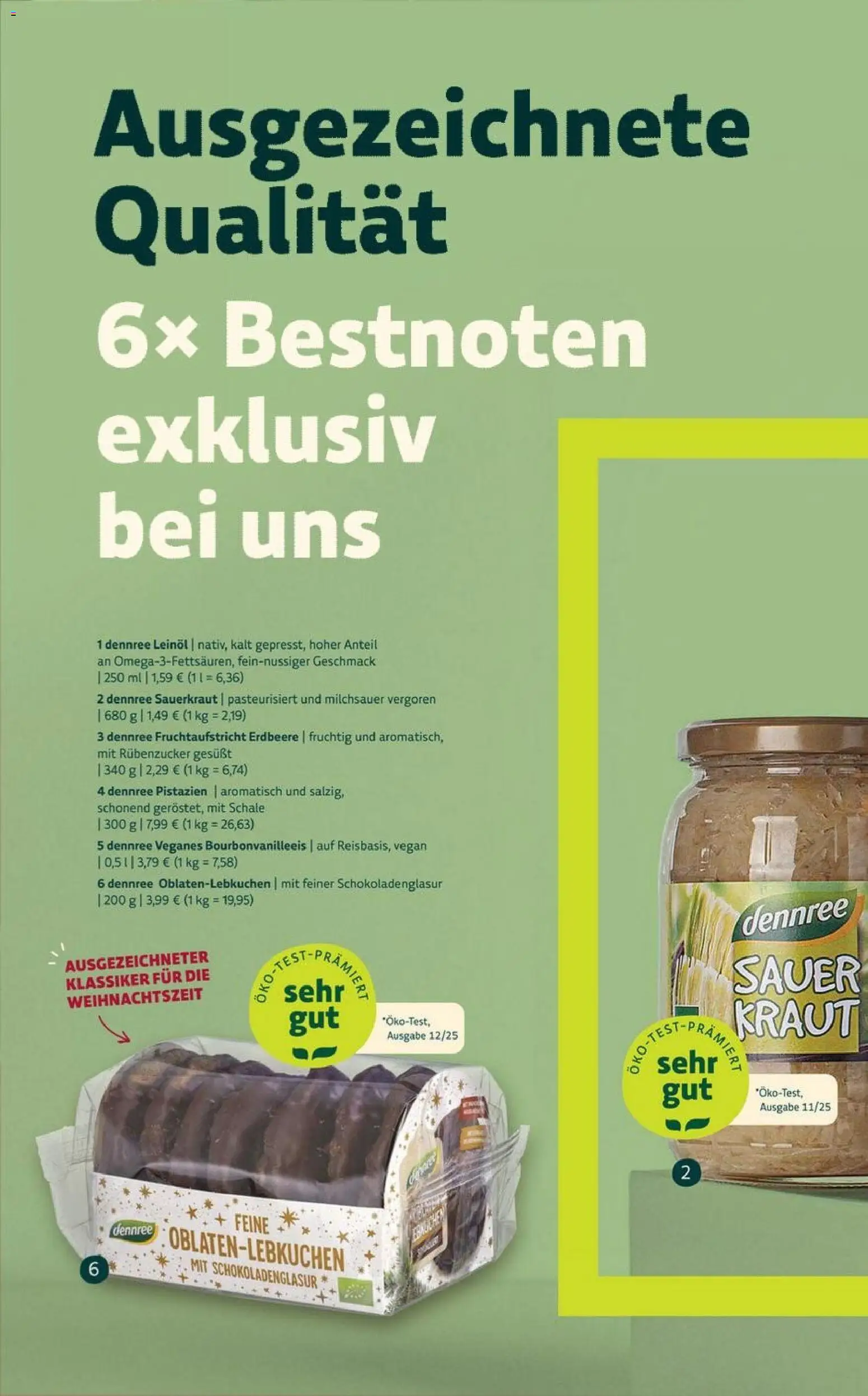 Denns BioMarkt Angebote – gültig ab 03.12.2025 | Seite: 12 | Produkte: Leinöl, Pistazien, Kraut
