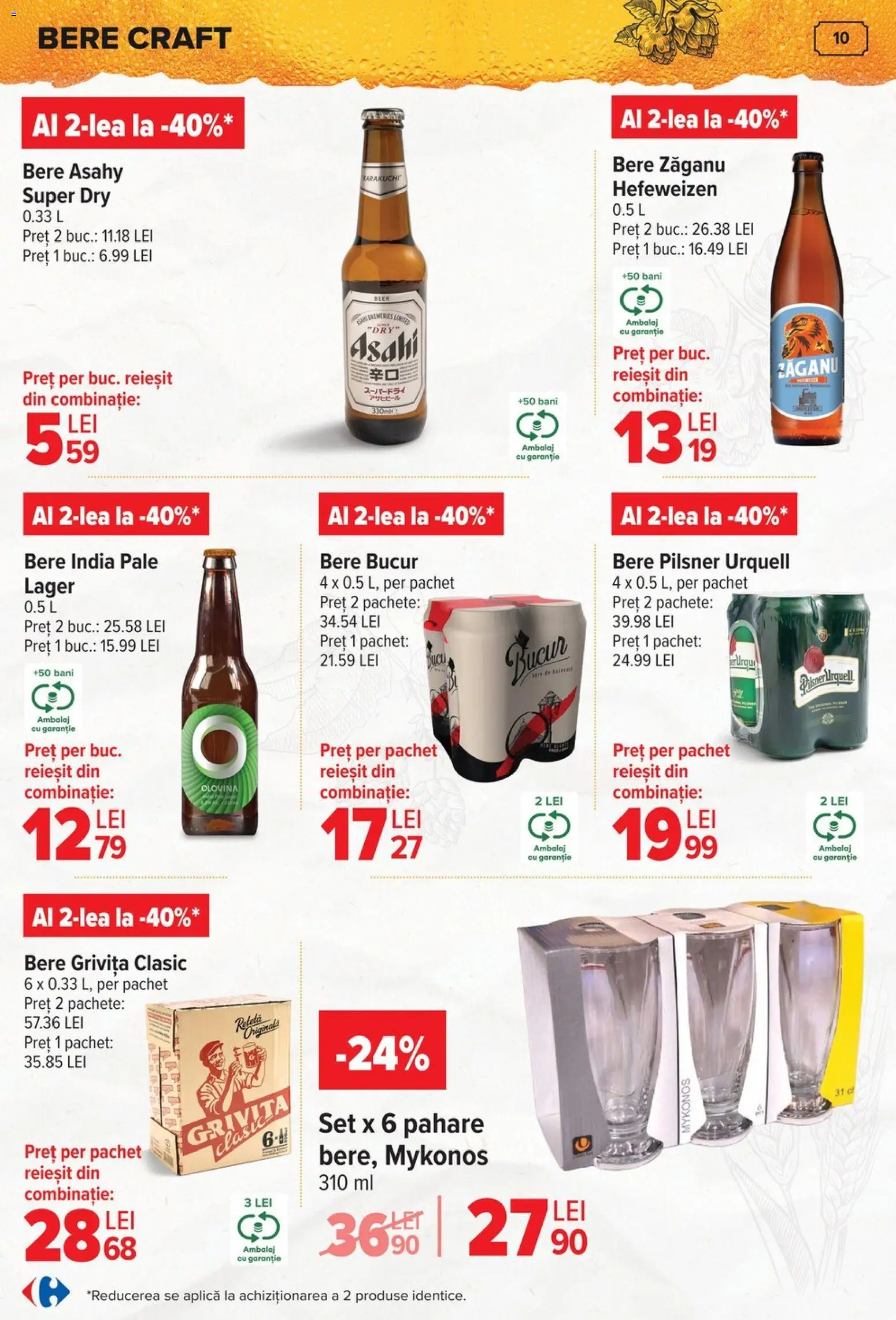 Noul catalog Carrefour – valabil de la 15.04.2026 | Pagină: 10 | Produse: Pahare, Bere