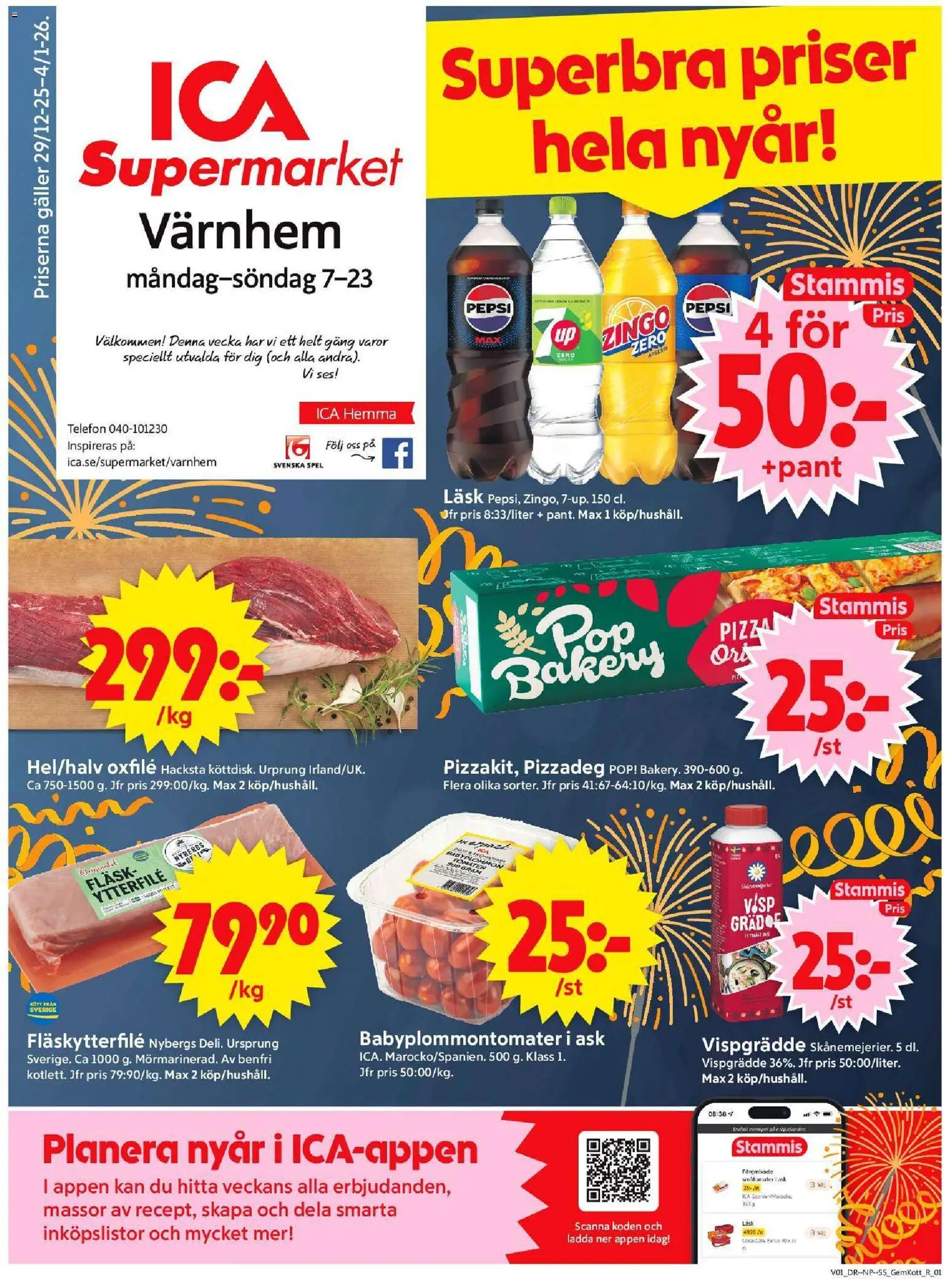 ICA Supermarket reklamblad aktuell från 30.12.2025 | Sida: 1 | Produkter: Visp, Fläskytterfilé, Fläsk, Spel