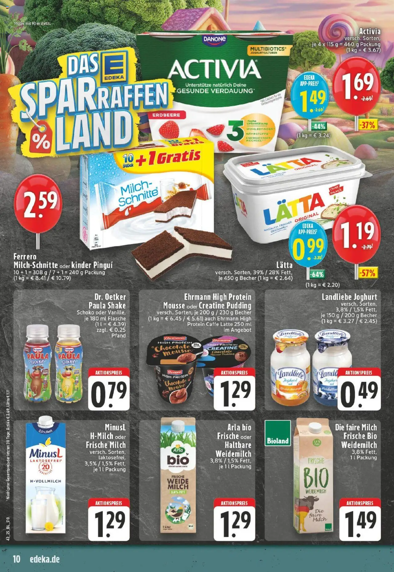 Edeka prospekt Lienen	 – gültig ab 13.10.2025 | Seite: 10 | Produkte: Activia, Milch, Lätta, Ferrero milchschnitte
