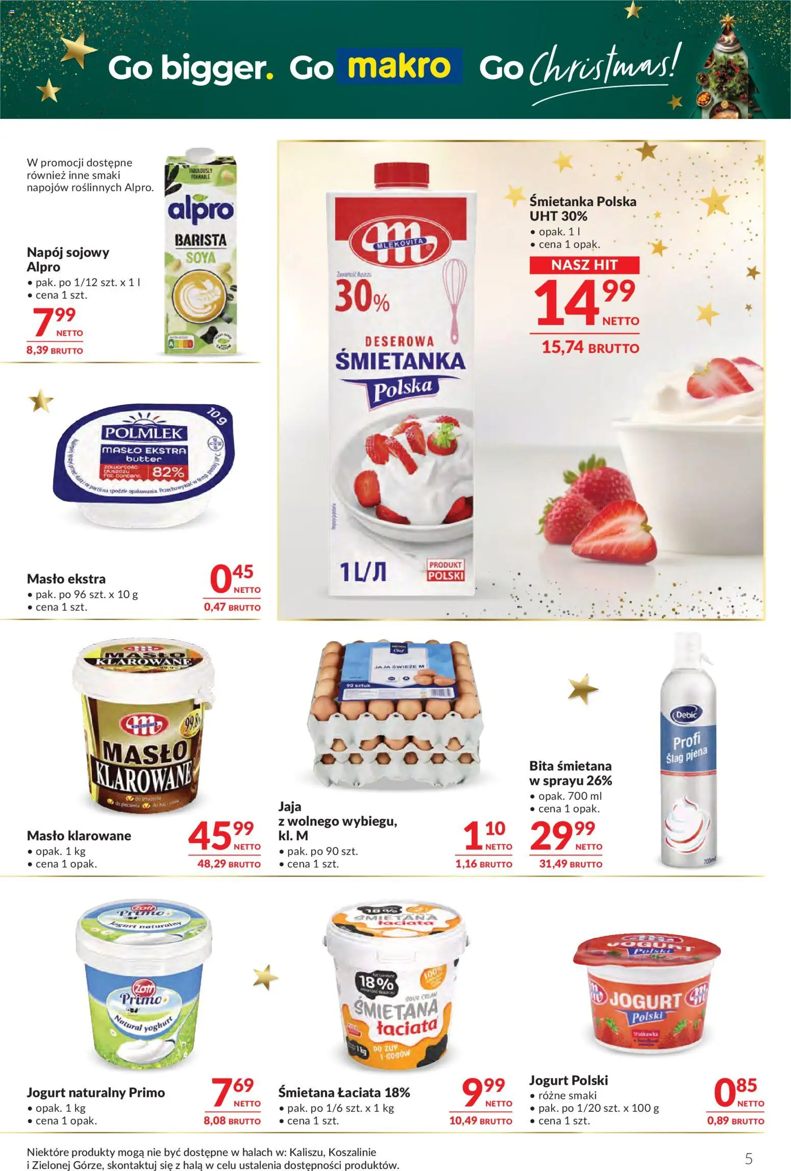 Makro Gazetka - Oferta dla gastronomii od 25.11.2025 | Strona: 5 | Produkty: Masło klarowane, Alpro, Jogurt naturalny, Śmietana