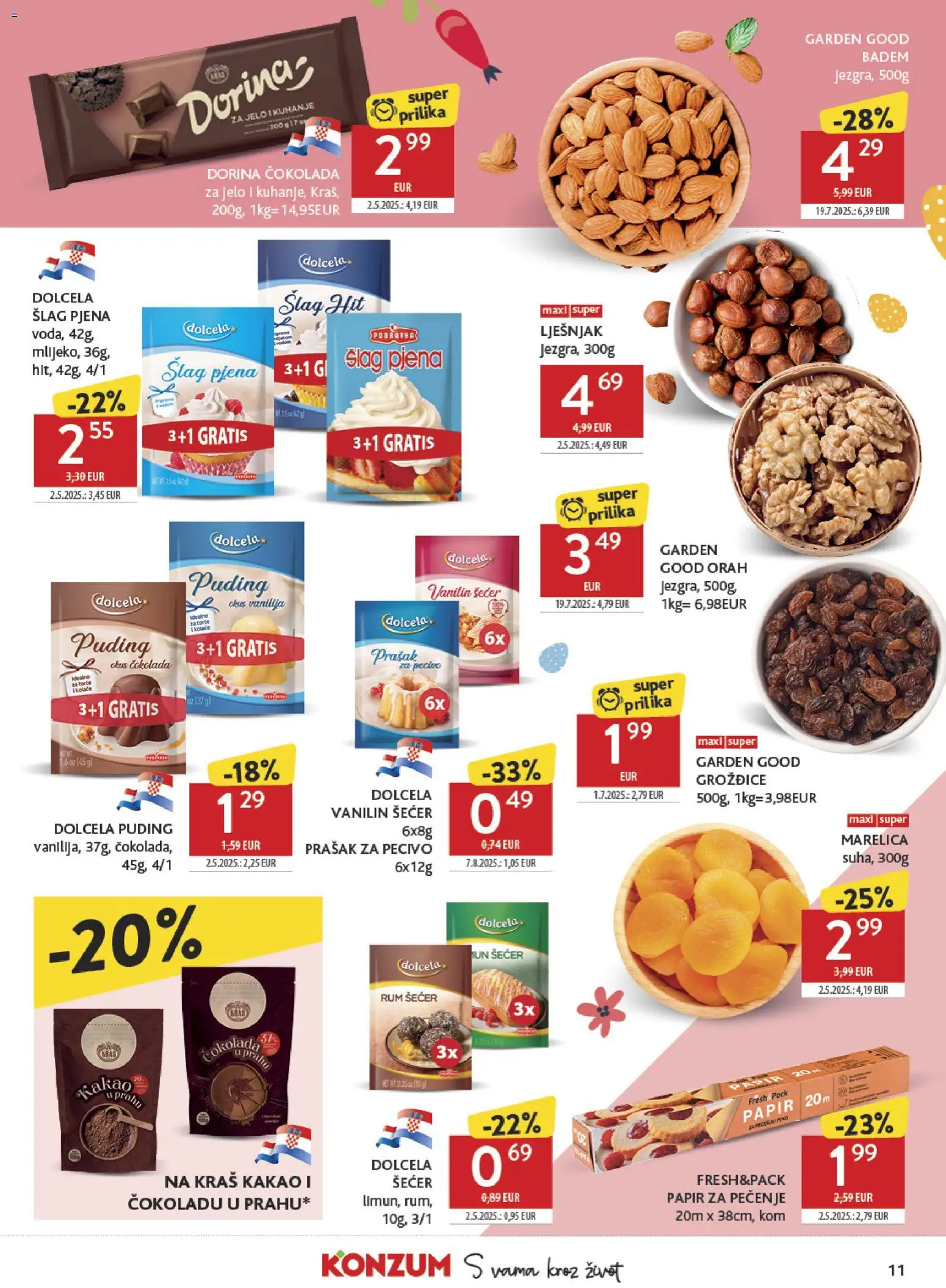 Konzum katalog | vrijedi od 18.03.2026 | Stranica: 11 | Proizvodi: Čokolada, Badem, Kakao, Orah