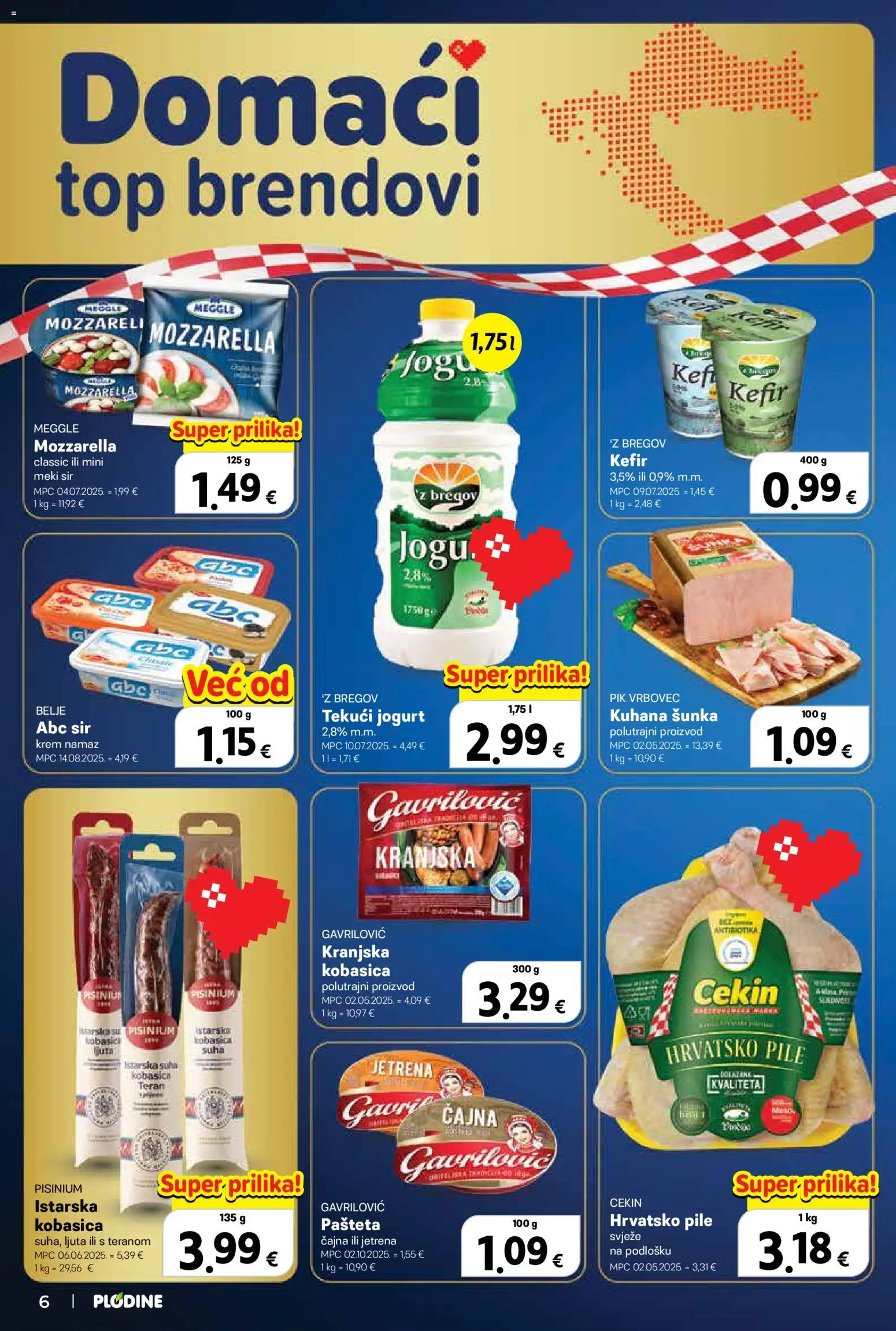Plodine katalog | vrijedi od 29.10.2025 | Stranica: 6 | Proizvodi: Jogurt, Šunka, Kefir, Namaz