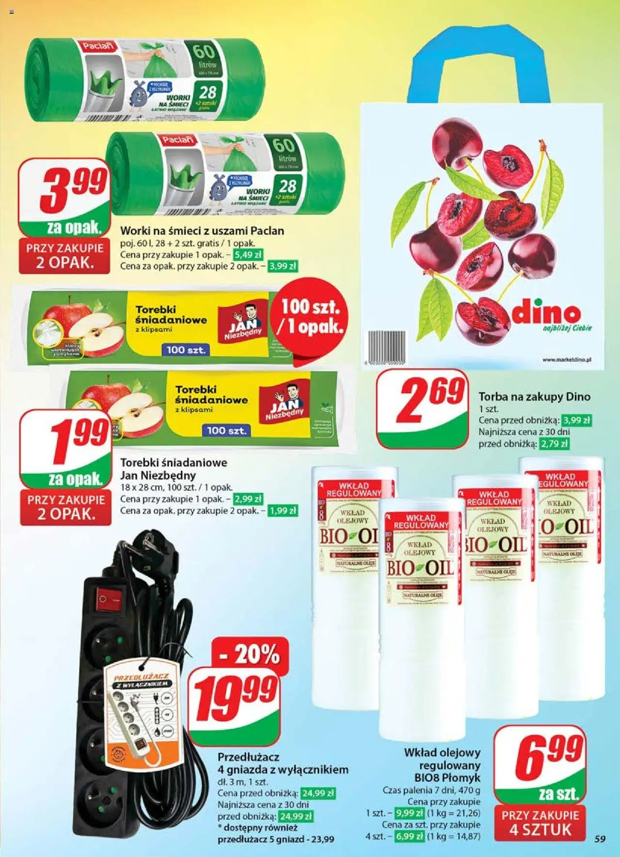 Dino Gazetka od 04.06.2025 | Strona: 59 | Produkty: Torba, Sandwich, Przedłużacz, Torebki