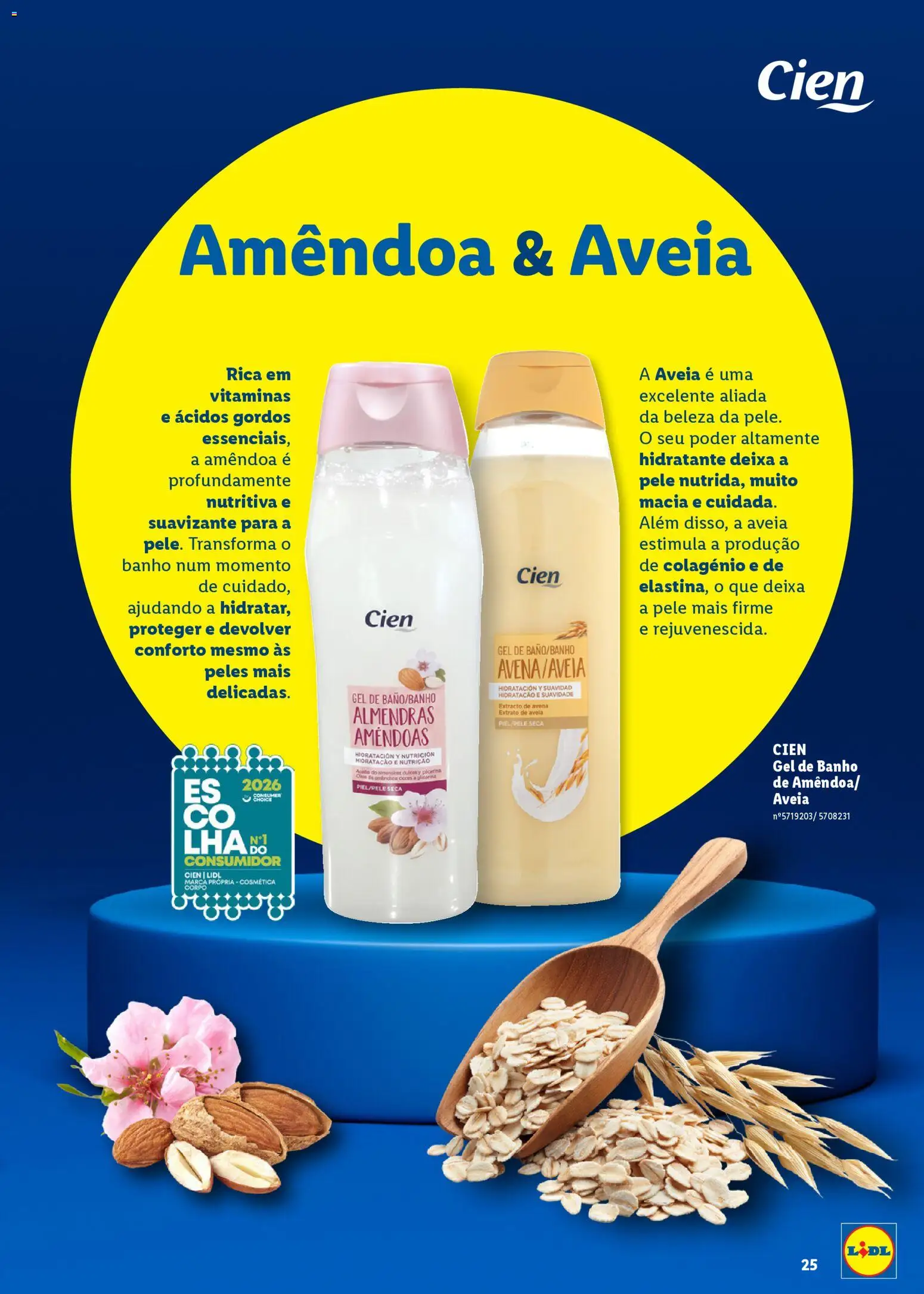 Lidl Beleza Inteligente │ válido de 16.03.2026 | Página: 25 | Produtos: Aveia, Amêndoas, Gel de banho, Banho