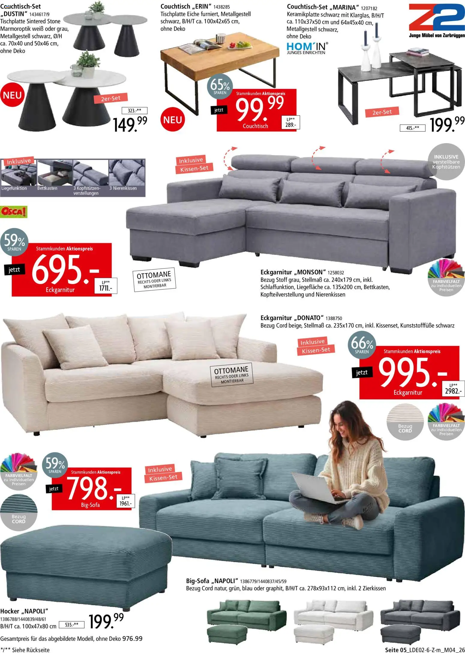 Zurbrüggen Prospekt 	 – gültig ab 22.02.2026 | Seite: 5 | Produkte: Bigsofa, Hocker, Couchtisch