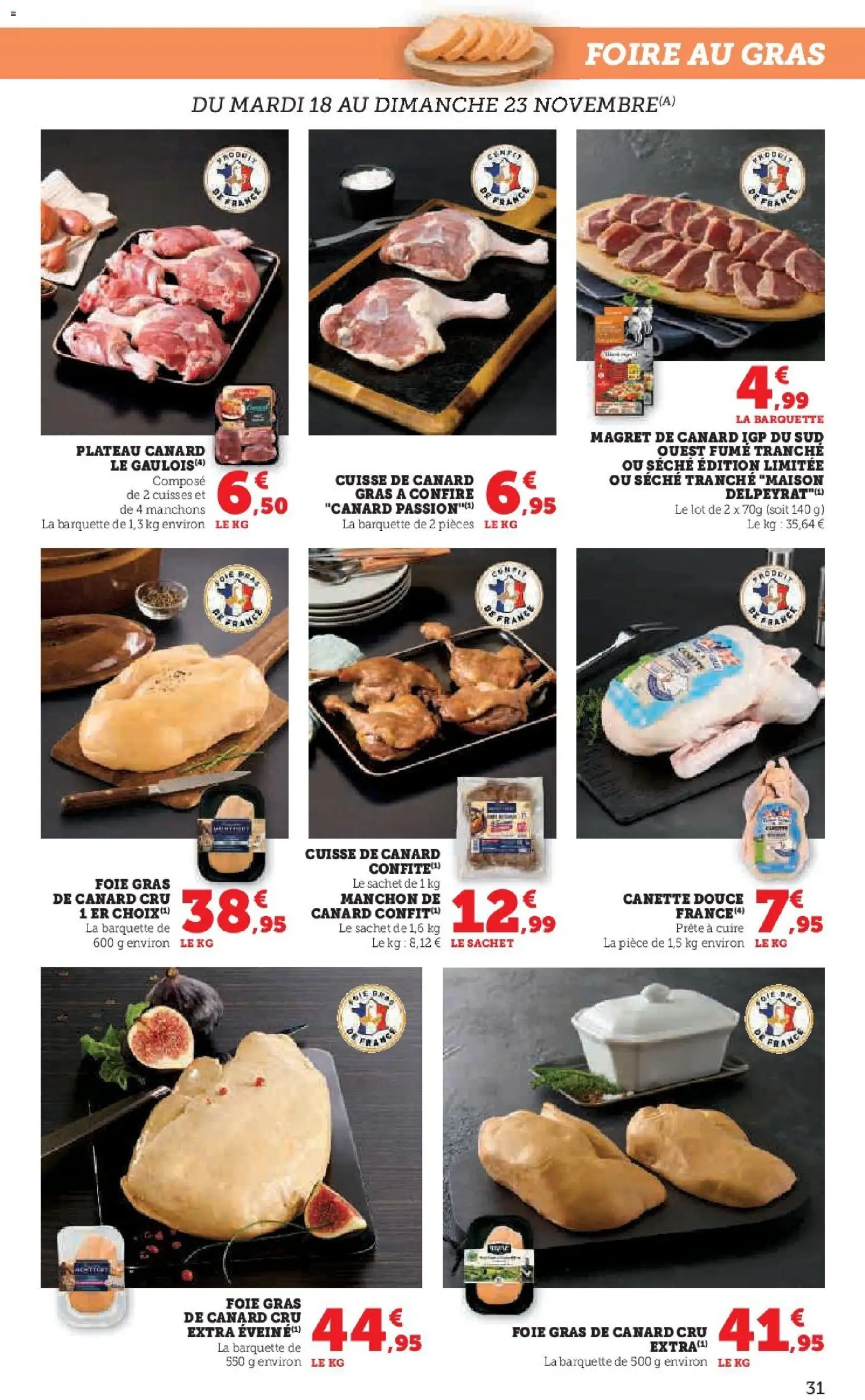 {H1} | Page: 31 | Produits: Magret de canard, Foie Gras de Canard, Plateau
