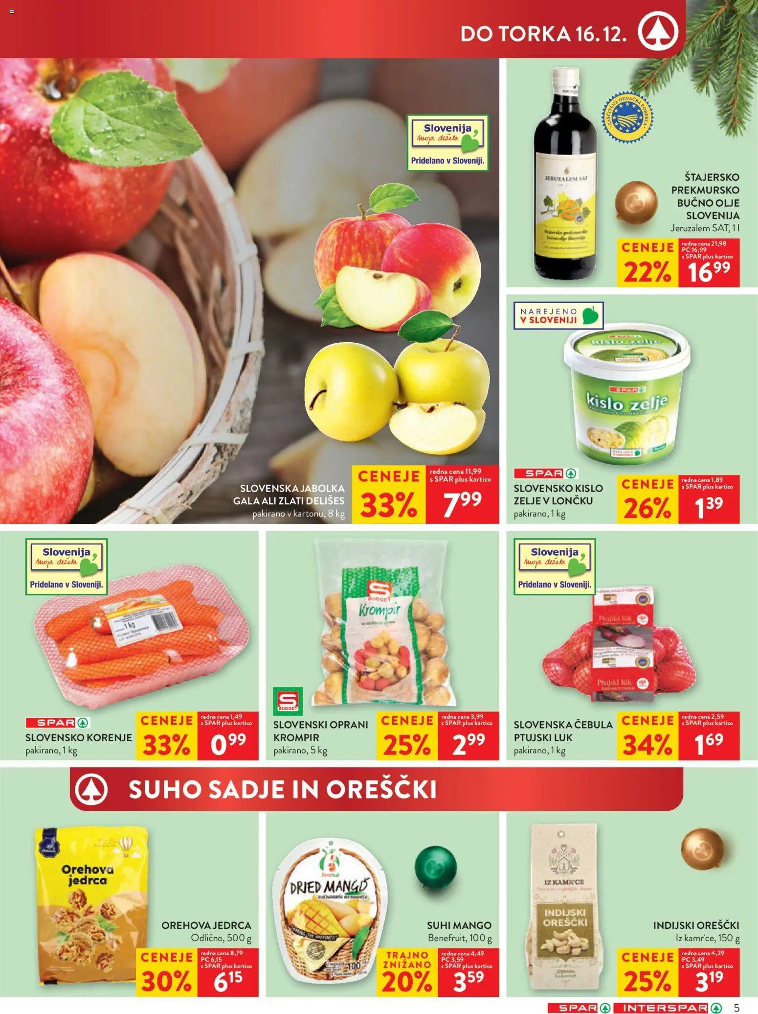 Novi Spar katalog ponudbe – veljaven od 10.12.2025 | Stran: 5 | Izdelki: Bučno olje, Indijski oreščki, Jabolka, Krompir