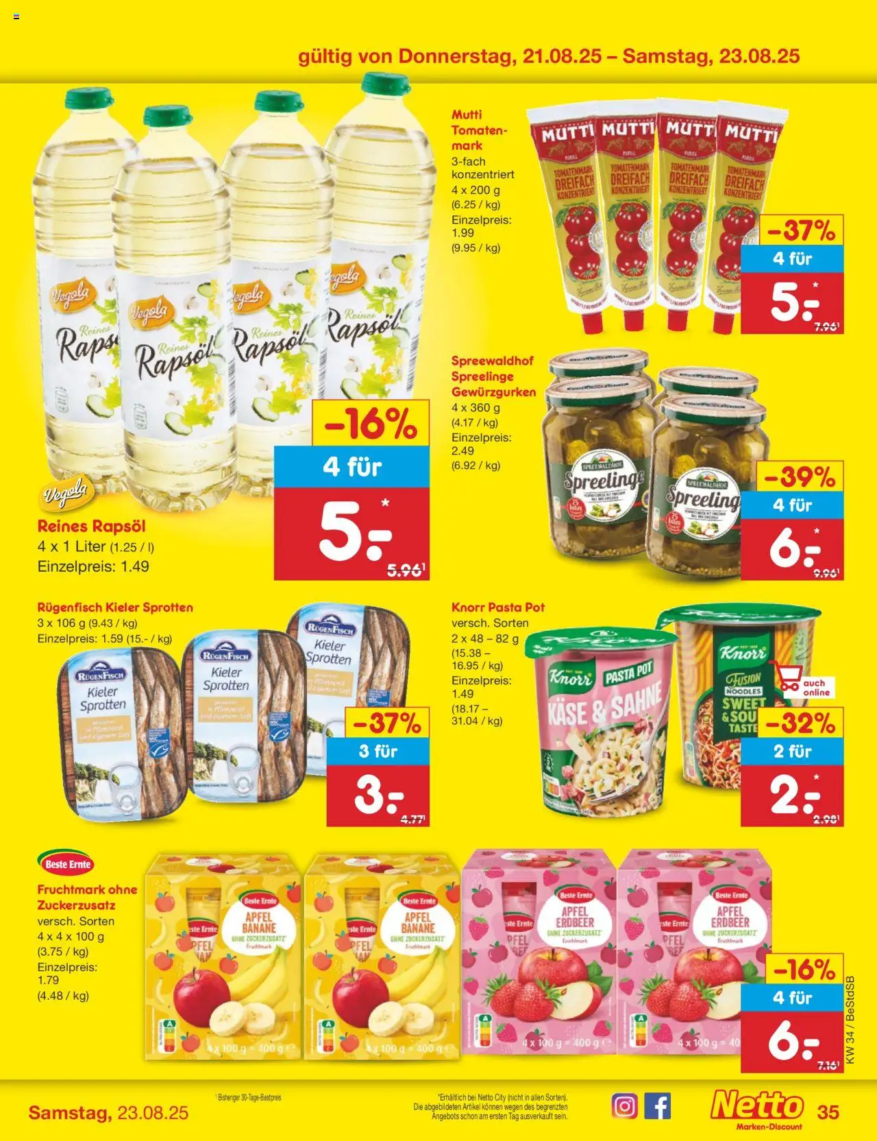 Netto Marken-Discount Prospekt 	 - gültig ab dem 18.08.2025 | Seite: 61 | Produkte: Rapsöl, Äpfel, Tomaten, Fisch