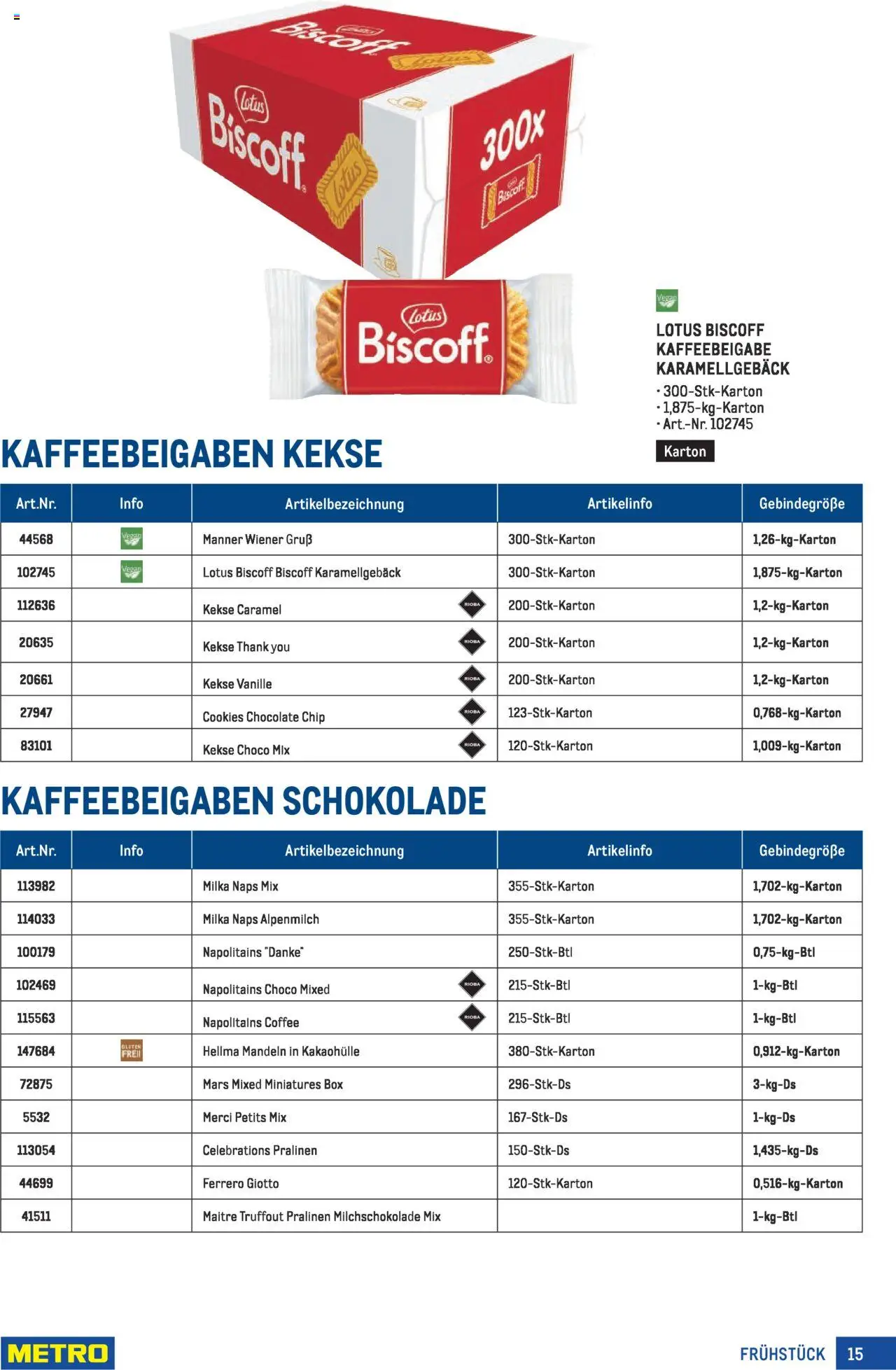 Metro Frühstück Spezial gültig ab 25.09.2025 | Seite: 15 | Produkte: Kekse, Box, Schokolade