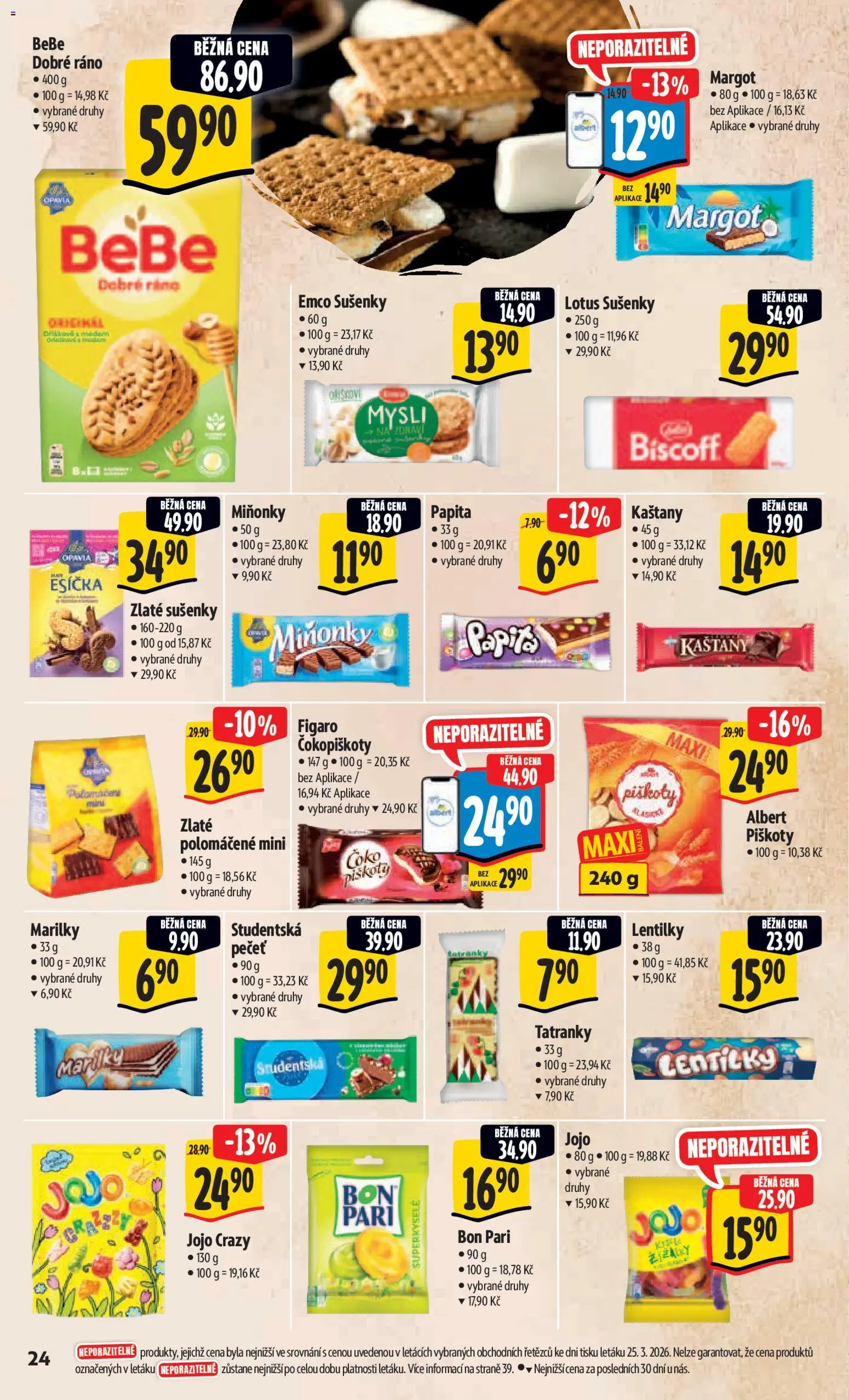 Albert leták - Hypermarket od 01.04.2026 | Strana: 32 | Produkty: Tatranky, Piškoty, Lotus, Bebe