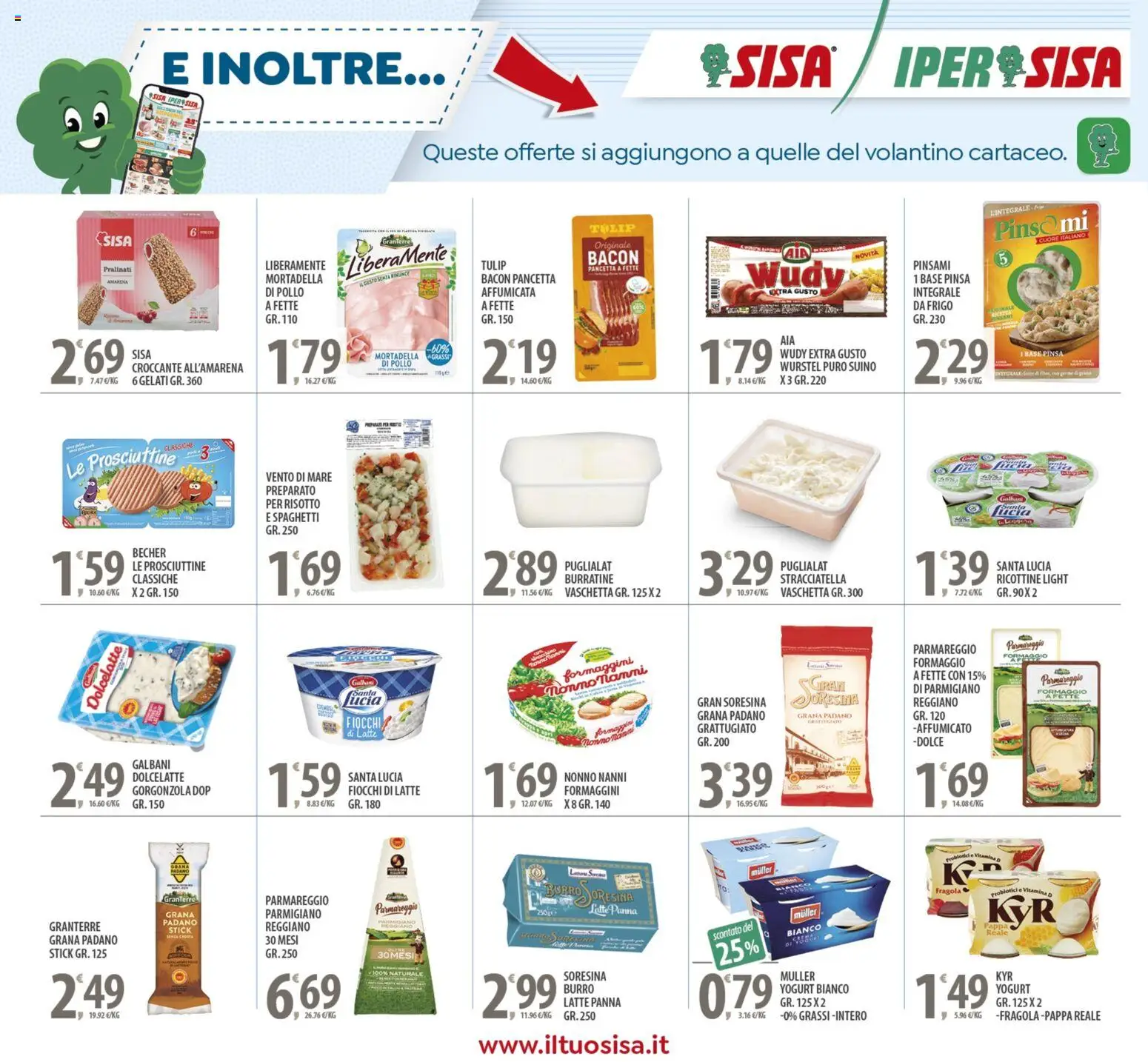 Volantino SISA del 24.10.2025 | Pagina: 16 | Prodotti: Pollo, Latte, Wurstel, Parmigiano