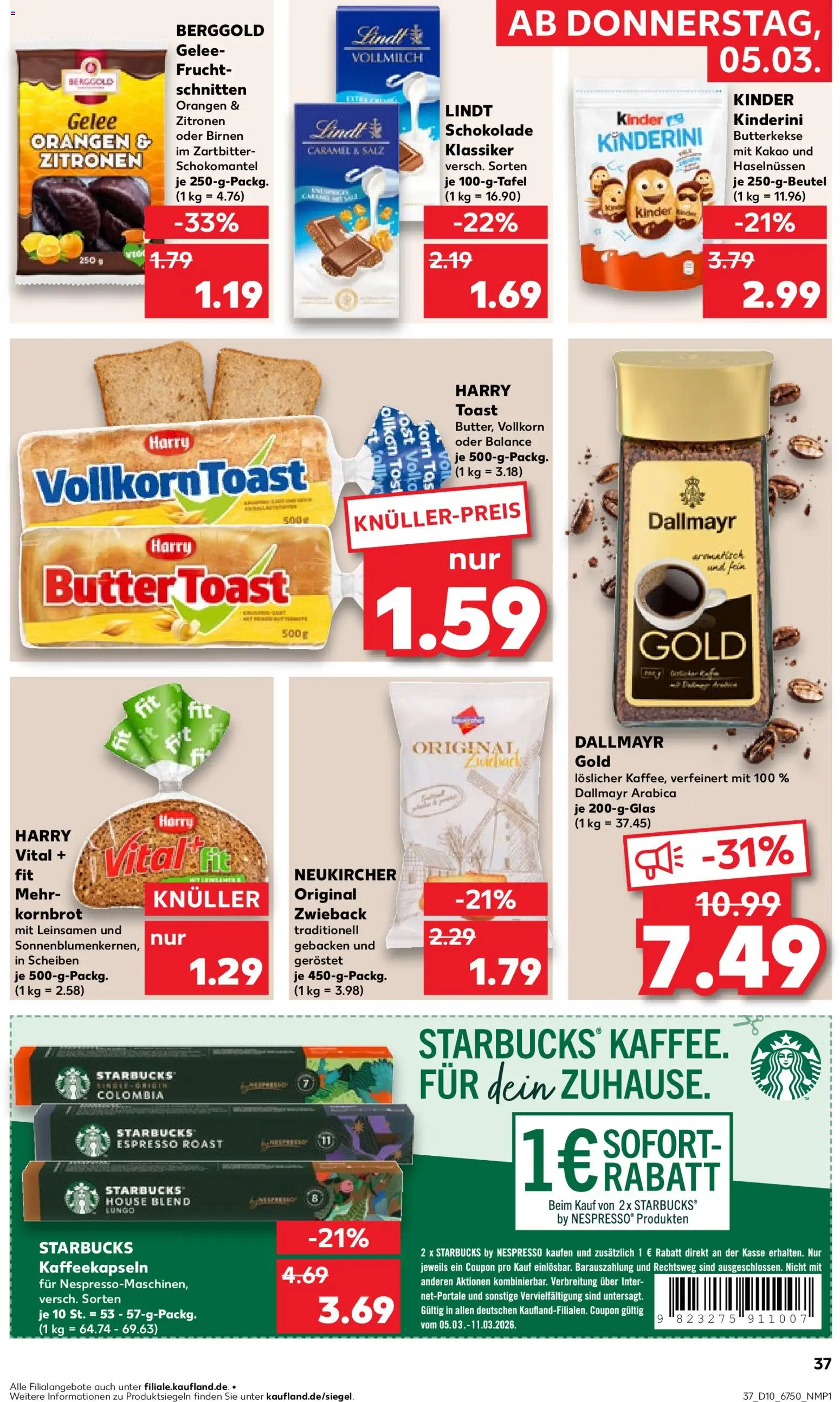 Kaufland prospekt Potsdam	 – gültig ab 05.03.2026 | Seite: 37 | Produkte: Starbucks, Orangen, Salz, Zitronen