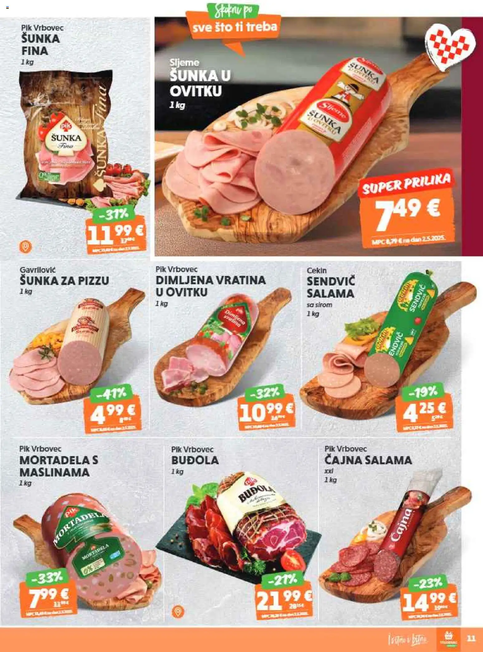 Studenac katalog | vrijedi od 07.01.2026 | Stranica: 11 | Proizvodi: Salama, Šunka, Mortadela, Buđola