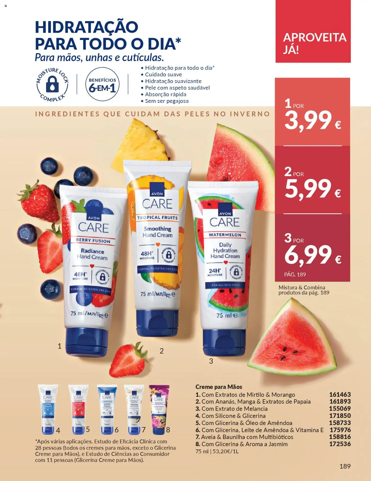 Catálogo Avon Campanha 1 │ válido de 01.01.2026 | Página: 189 | Produtos: Leite, Óleo, Melancia, Creme