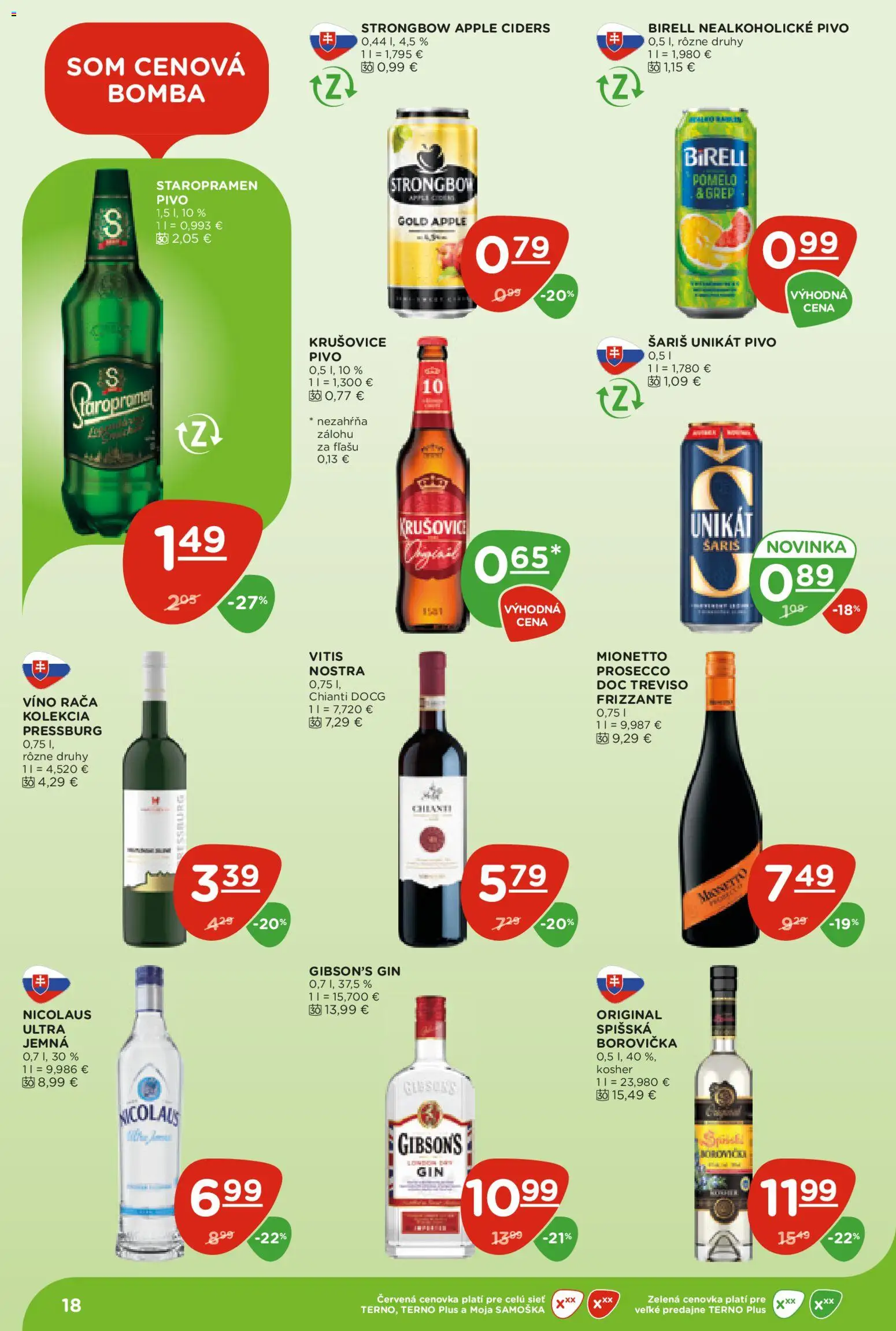 Nové Terno akcie – leták je platný od 30.04.2026 | Strana: 18 | Produkty: Pivo, Birell, Prosecco, Krušovice