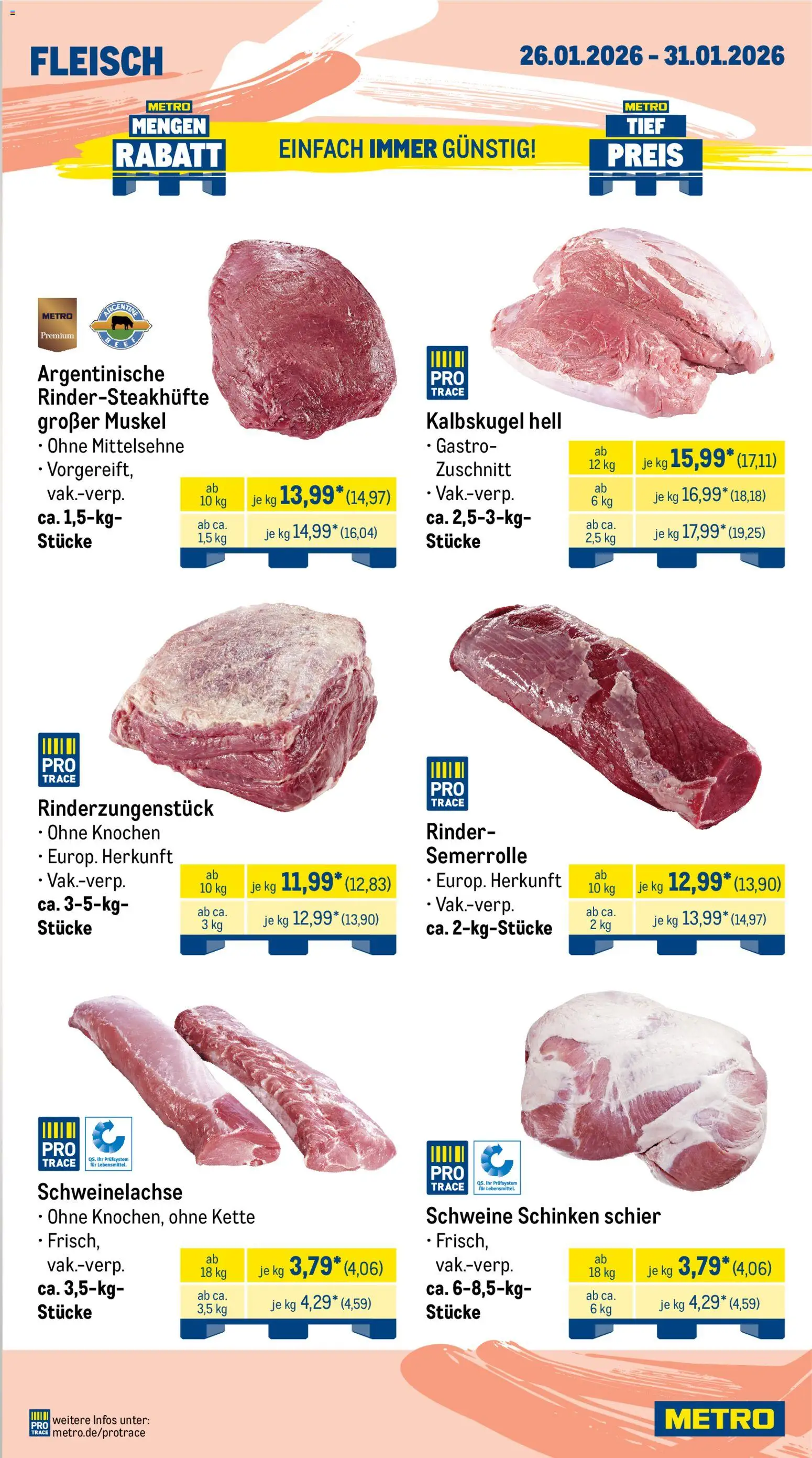 Metro Wochen-Angebote Gastro – gültig ab 26.01.2026 | Seite: 3 | Produkte: Schinken, Fleisch