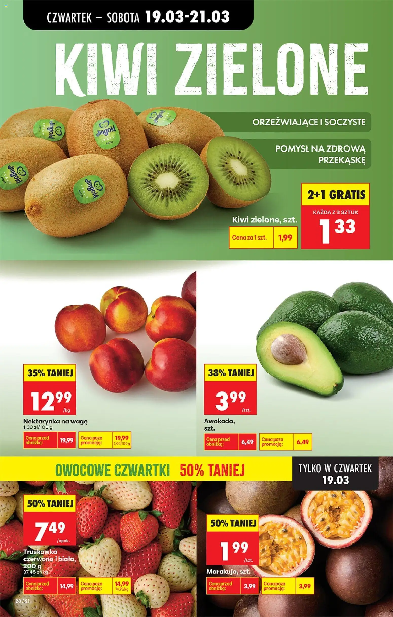 Biedronka gazetka od czwartku od 19.03.2026 | Strona: 24 | Produkty: Nektarynka, Kiwi, Awokado