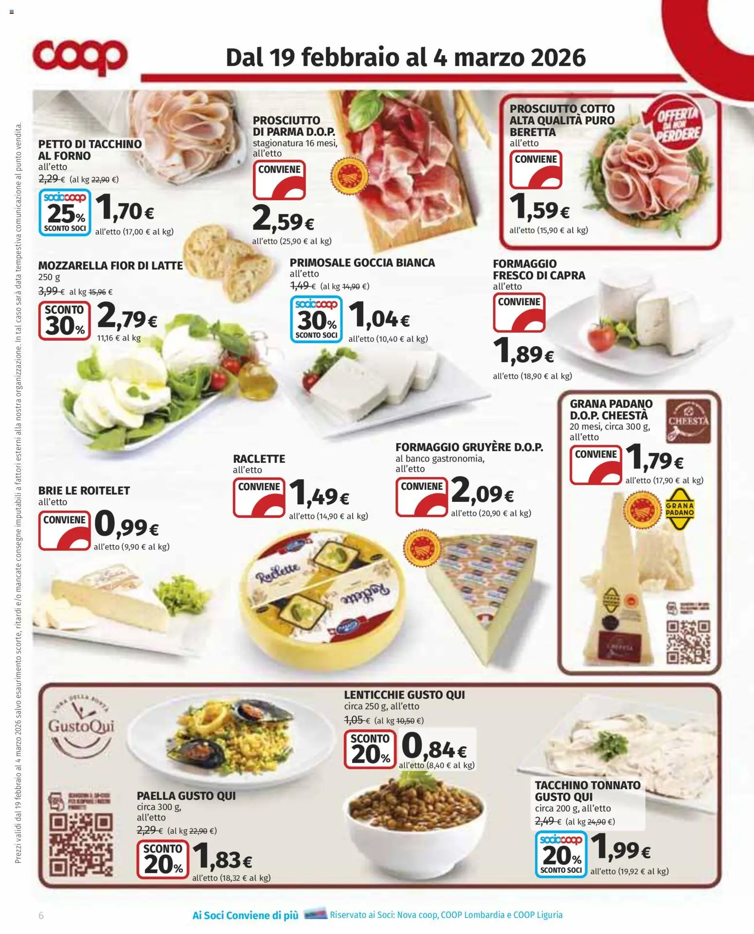 Volantino COOP del 19.02.2026 | Pagina: 6 | Prodotti: Mozzarella, Prosciutto, Data, Forno