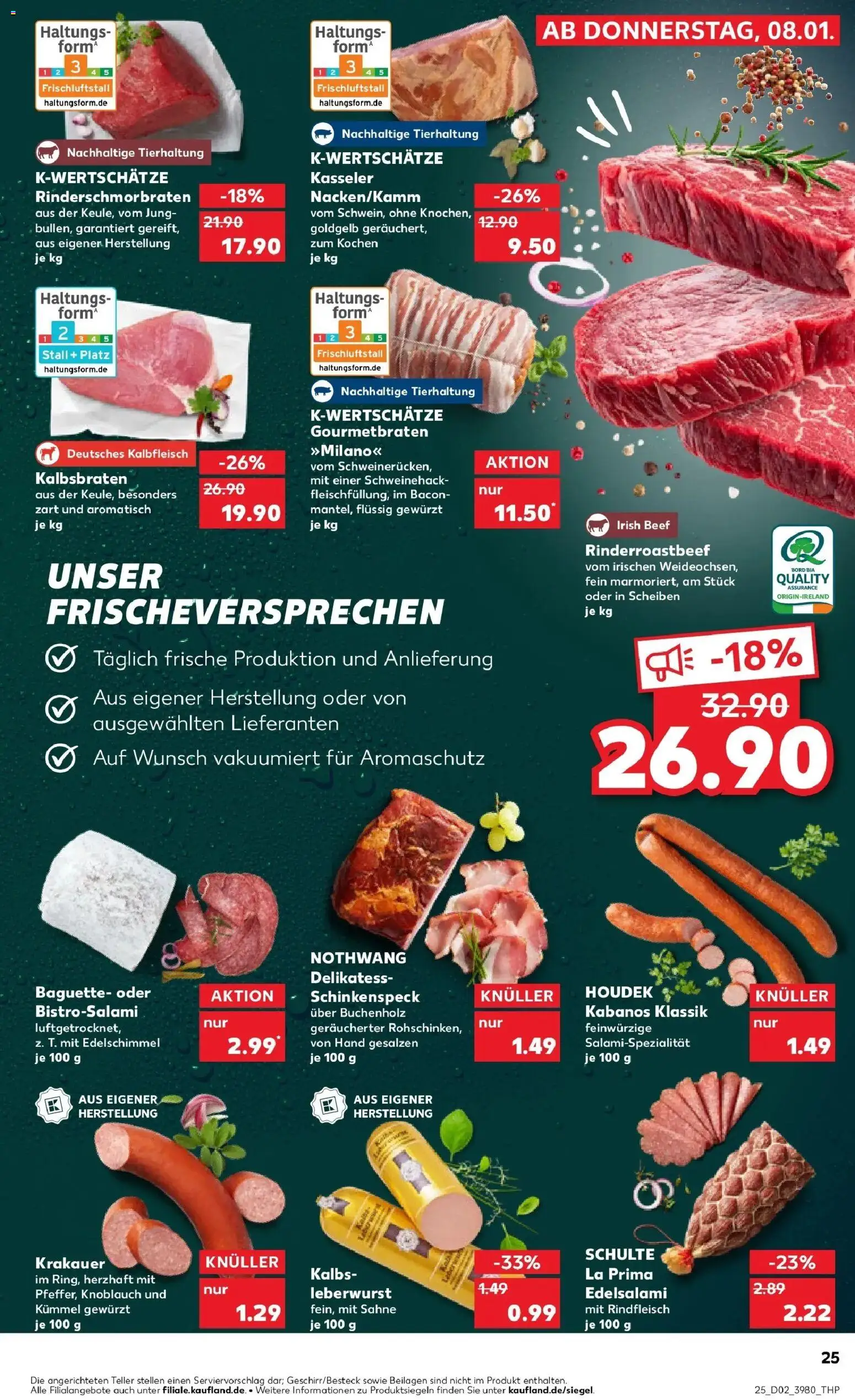 Kaufland prospekt Schwäbisch Gmünd	 – gültig ab 08.01.2026 | Seite: 25 | Produkte: Baguette, Knoblauch, Rindfleisch, Sahne