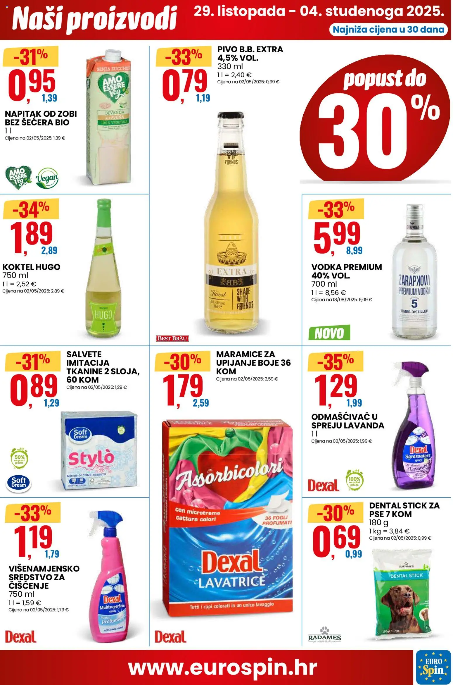 Eurospin katalog | vrijedi od 29.10.2025 | Stranica: 5 | Proizvodi: Pivo, Salvete, Vodka