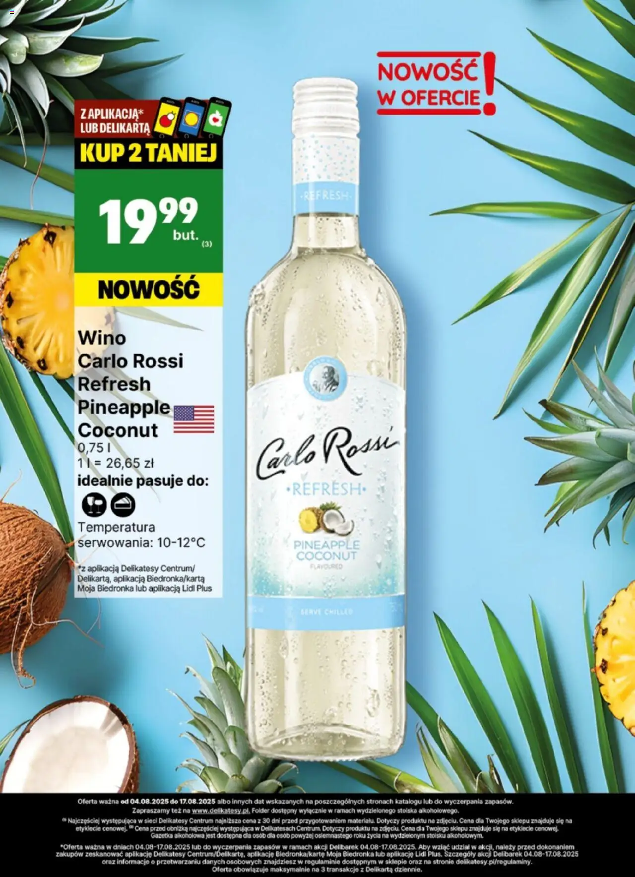 Delikatesy Centrum Gazetka - DeliBarek od 04.08.2025 | Strona: 12 | Produkty: Delikatesy, Wino, Carlo Rossi