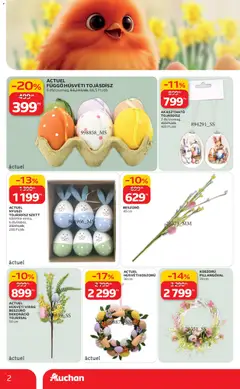 Auchan - Húsvéti ajánlataink - amely érvényes a következő dátumtól: 19.02.2026 | Oldal: 2 | Termékek: Virag, Dekoráció, Koszorú