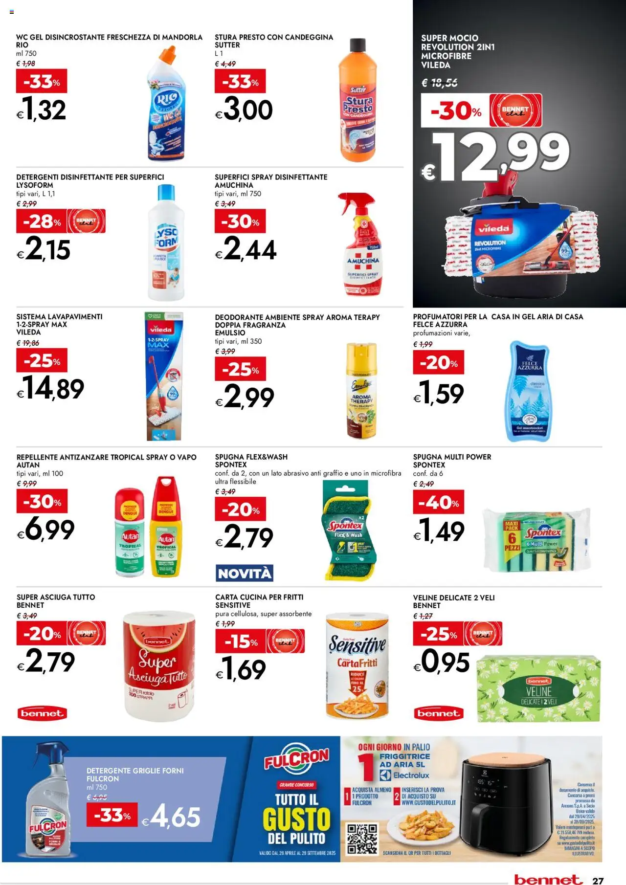 Volantino bennet del 05.06.2025 | Pagina: 27 | Prodotti: Spray disinfettante, Veline, Candeggina, Antizanzare