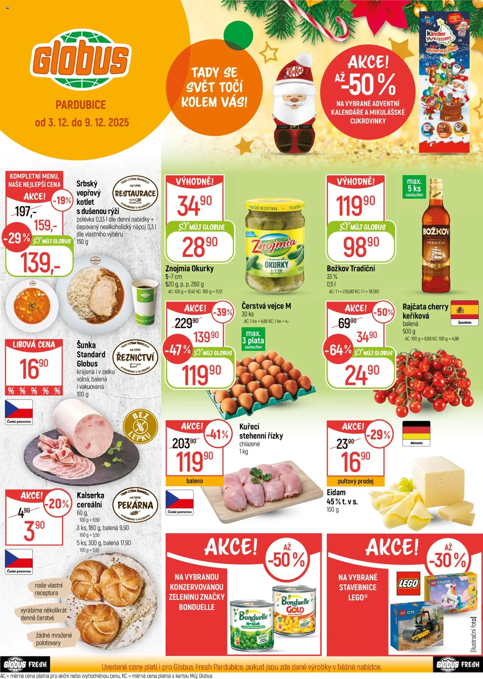 Globus leták - Pardubice od 03.12.2025 | Strana: 1 | Produkty: Stavebnice, Okurky, Pekárna, Rýži