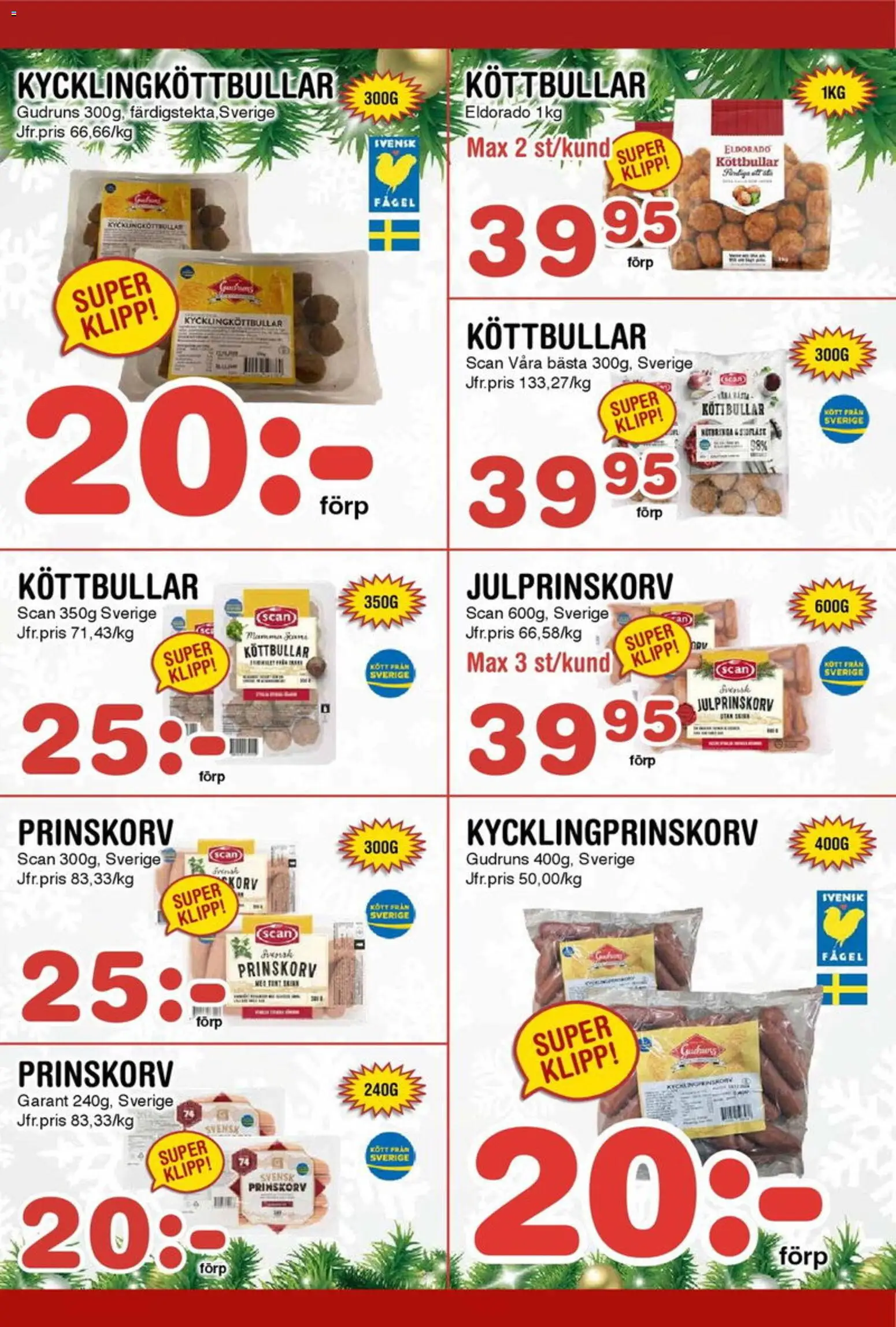 Nya Pulsen reklamblad aktuell från 15.12.2025 | Sida: 6 | Produkter: Köttbullar, Prinskorv