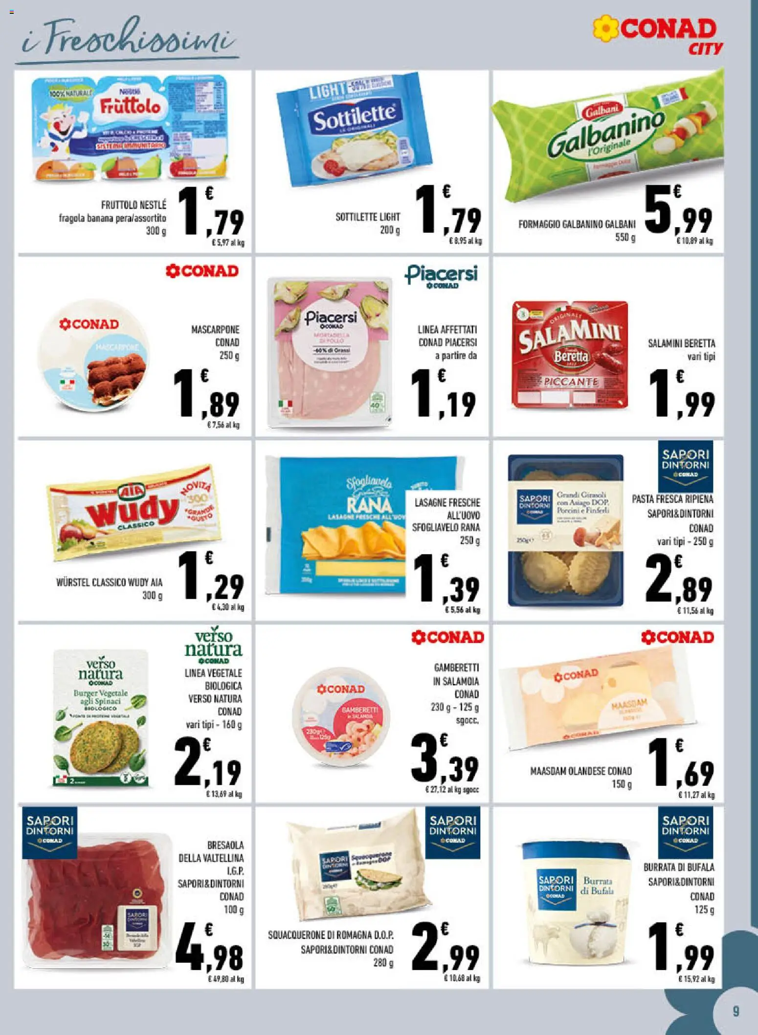 Volantino Conad del 01.12.2025 | Pagina: 9 | Prodotti: Lasagna, Pasta, Wurstel, Gamberetti