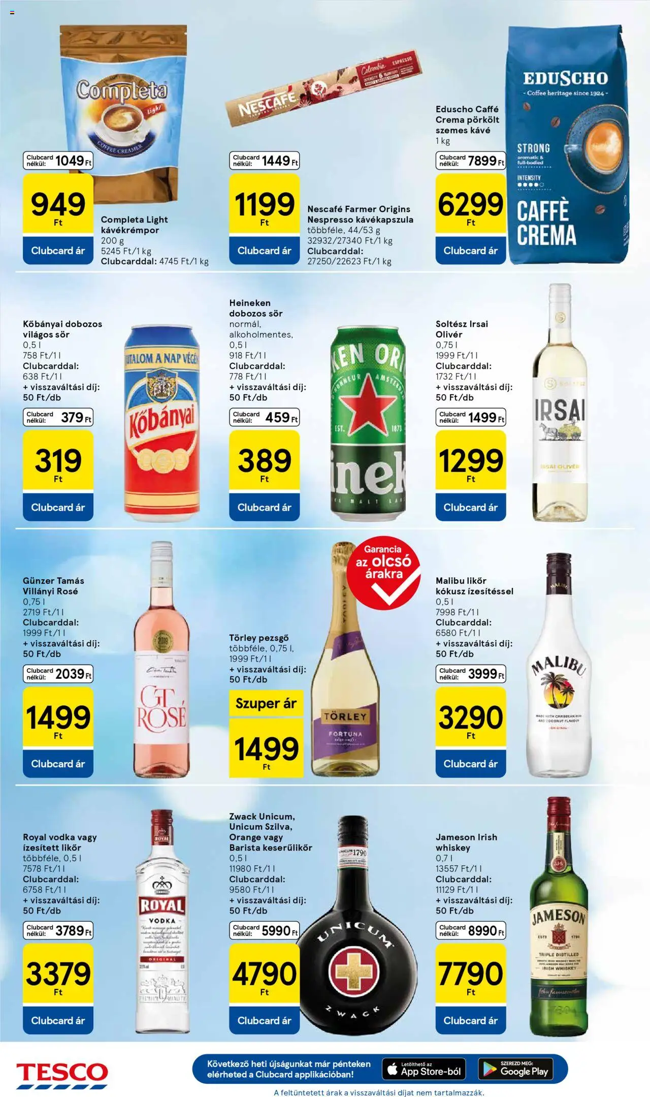 Tesco akciós ujság - amely érvényes a következő dátumtól: 03.07.2025 | Oldal: 6 | Termékek: Farmer, Whiskey, Törley pezsgő, Kávé