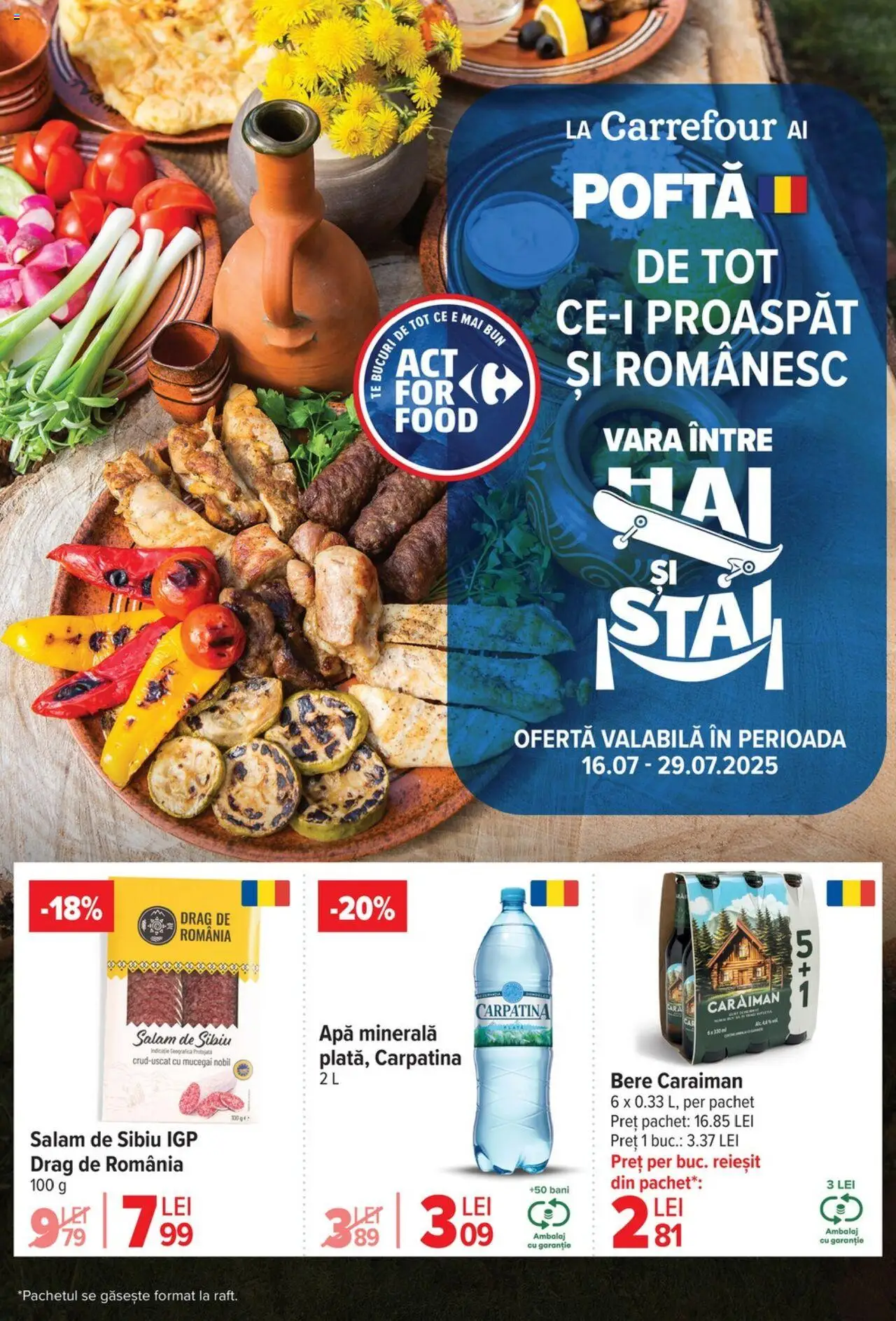 Carrefour catalog - Special AFF Made in RO – valabil de la 16.07.2025 | Pagină: 1 | Produse: Yazı tahtası kalemi, Salam, Bere, Apă