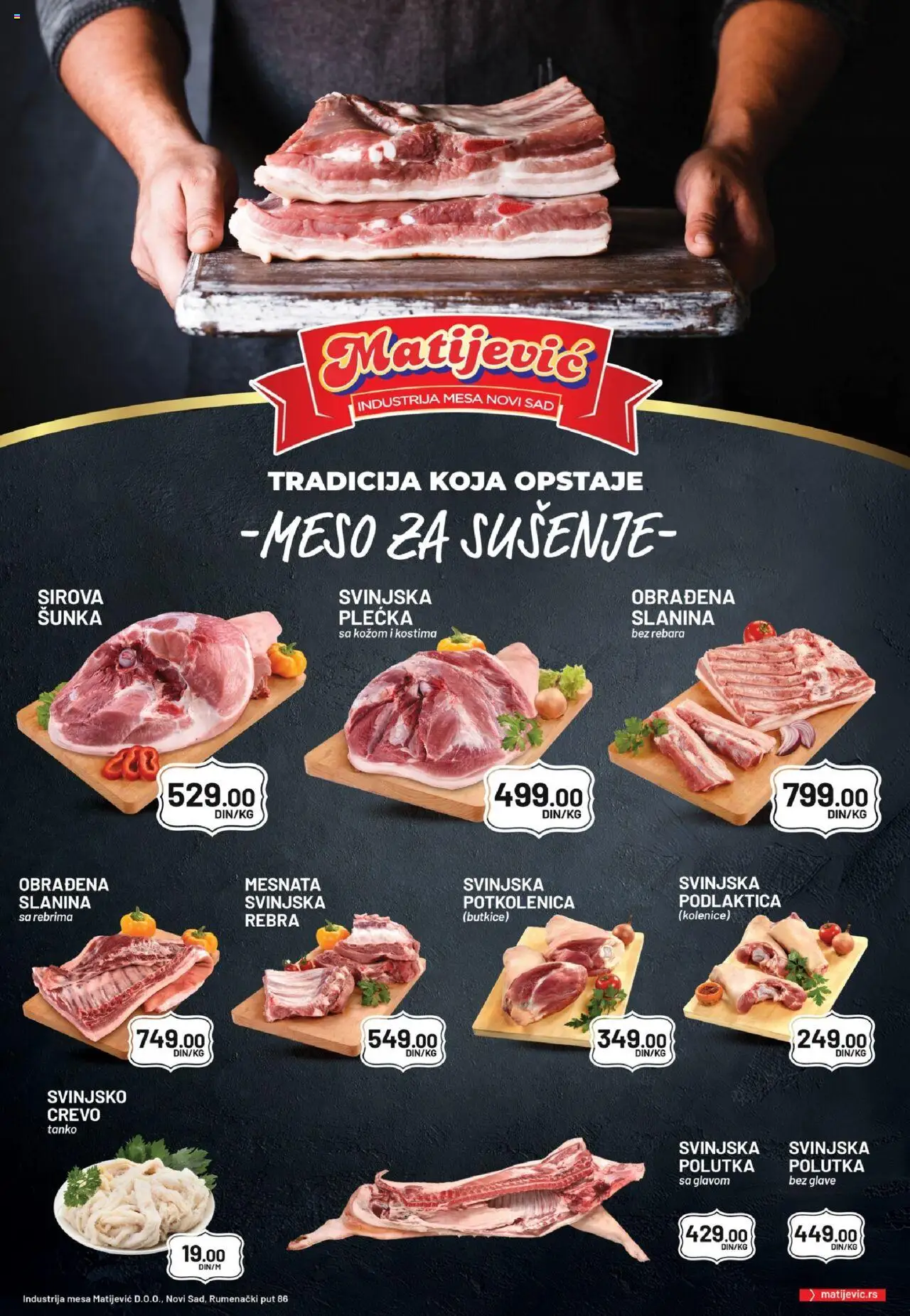 Matijevic katalog - važi od 15.10.2025 | Strana: 1 | Proizvode: Šunka, Slanina, Svinjska plećka
