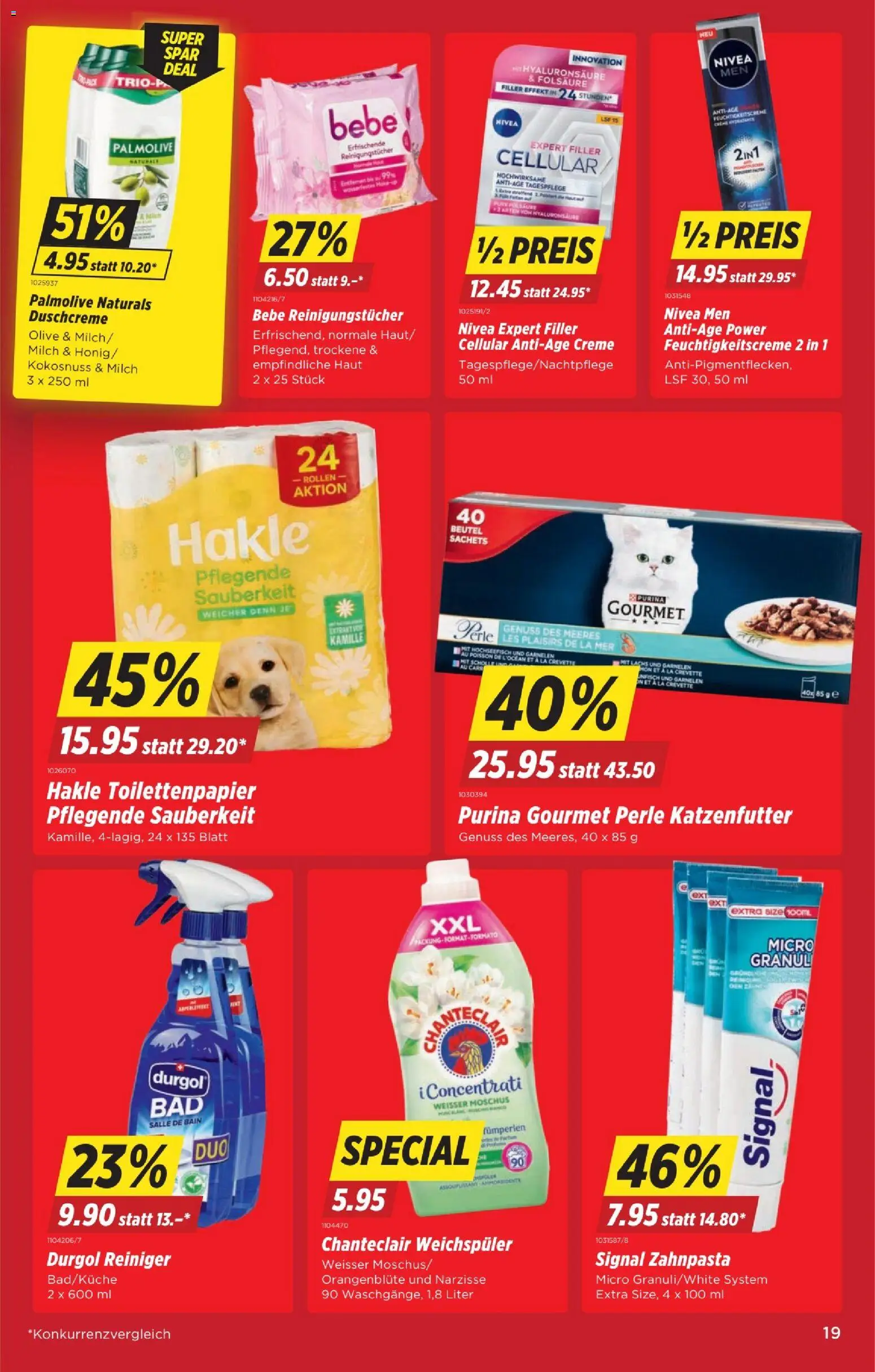 Denner Aktionen – gültig ab 26.02.2026 | Seite: 19 | Produkte: Reinigungstücher, Lachs, Duschcreme, Toilettenpapier