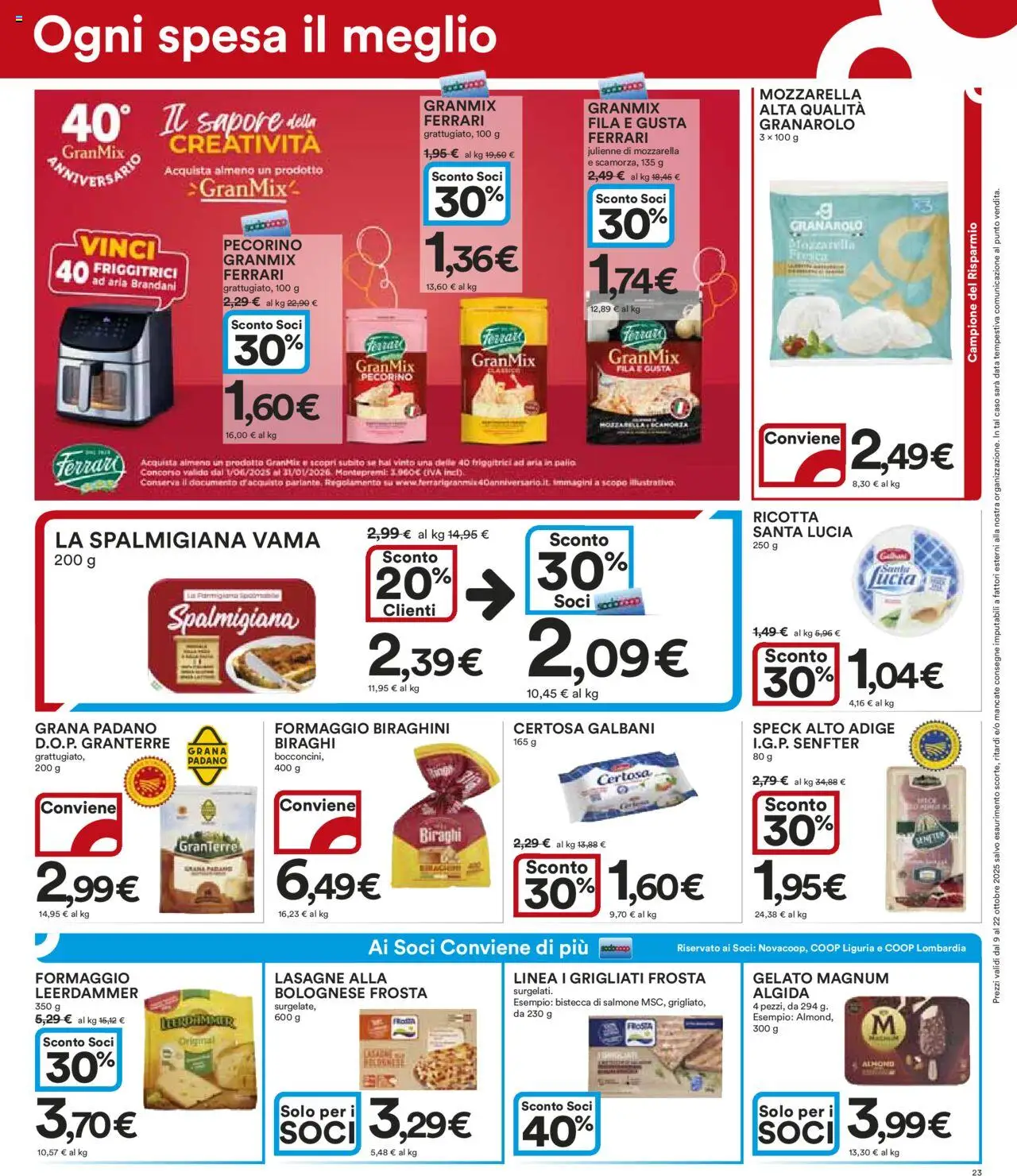 Volantino Ipercoop del 09.10.2025 | Pagina: 23 | Prodotti: Mozzarella, Data, Ricotta, Pecorino