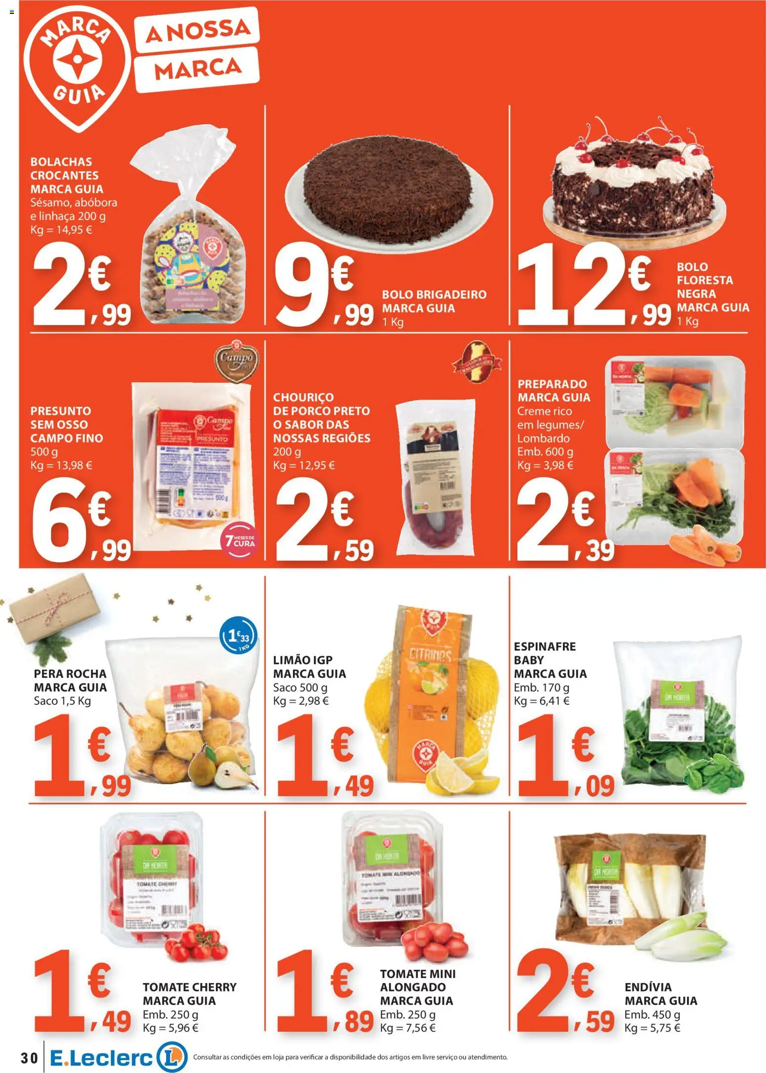 E.Leclerc folheto │ válido de 04.12.2025 | Página: 30 | Produtos: Bolachas, Presunto, Tomate, Creme