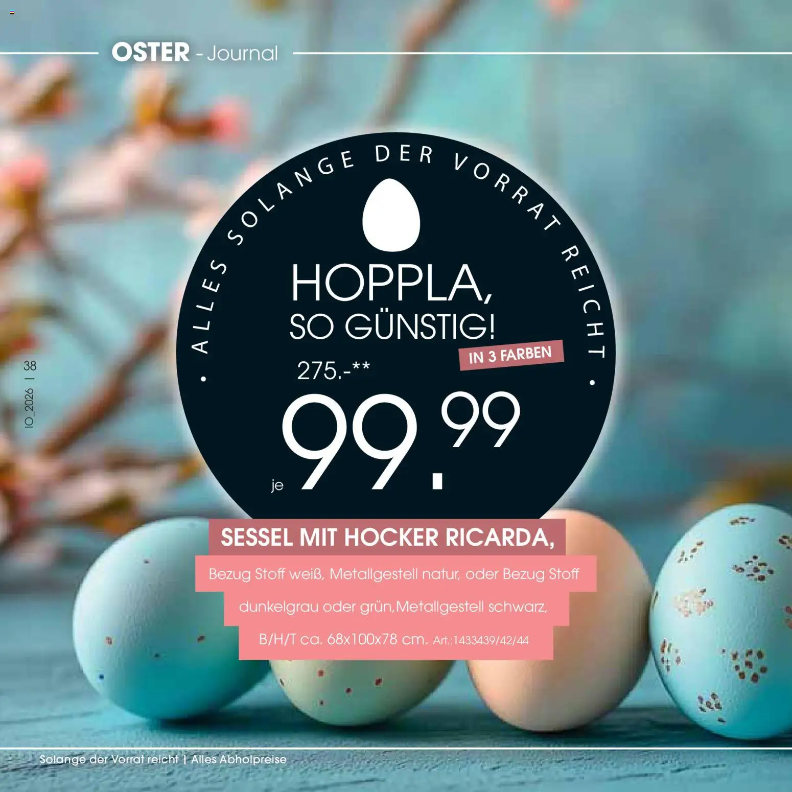 Zurbrüggen Oster-Journal – gültig ab 23.03.2026 | Seite: 38 | Produkte: Hocker, Sessel