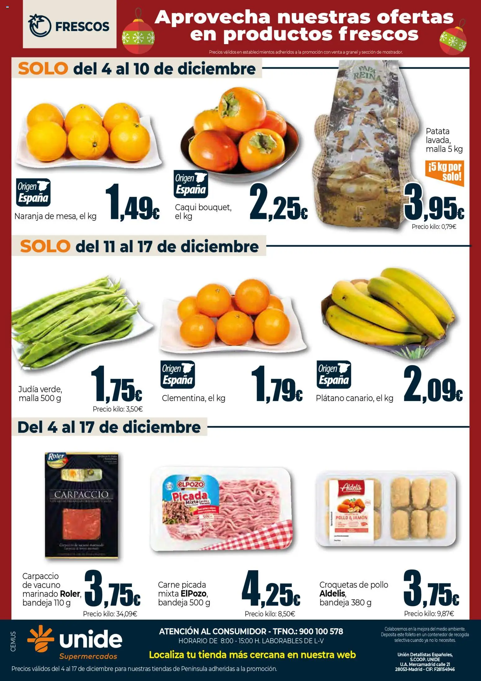 Unide - También en Navidad máximo ahorro Super │ válido desde el 04.12.2025 | Página: 4 | Productos: Μπιμπερό, Jamón, Croquetas, Bandeja