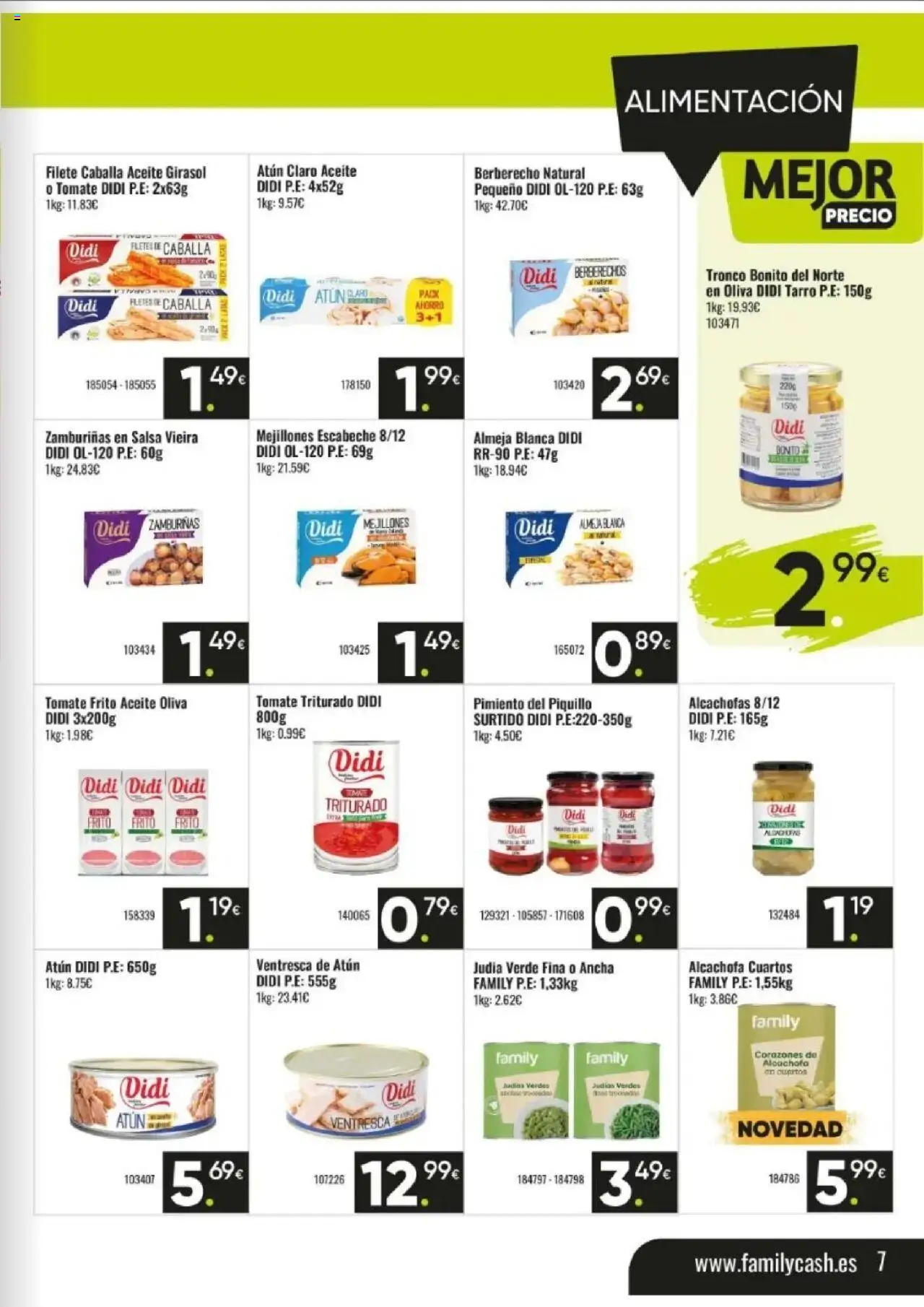 Family Cash folleto │ válido desde el 09.06.2025 | Página: 7 | Productos: Aceite, Filete, Atún claro, Tomate triturado