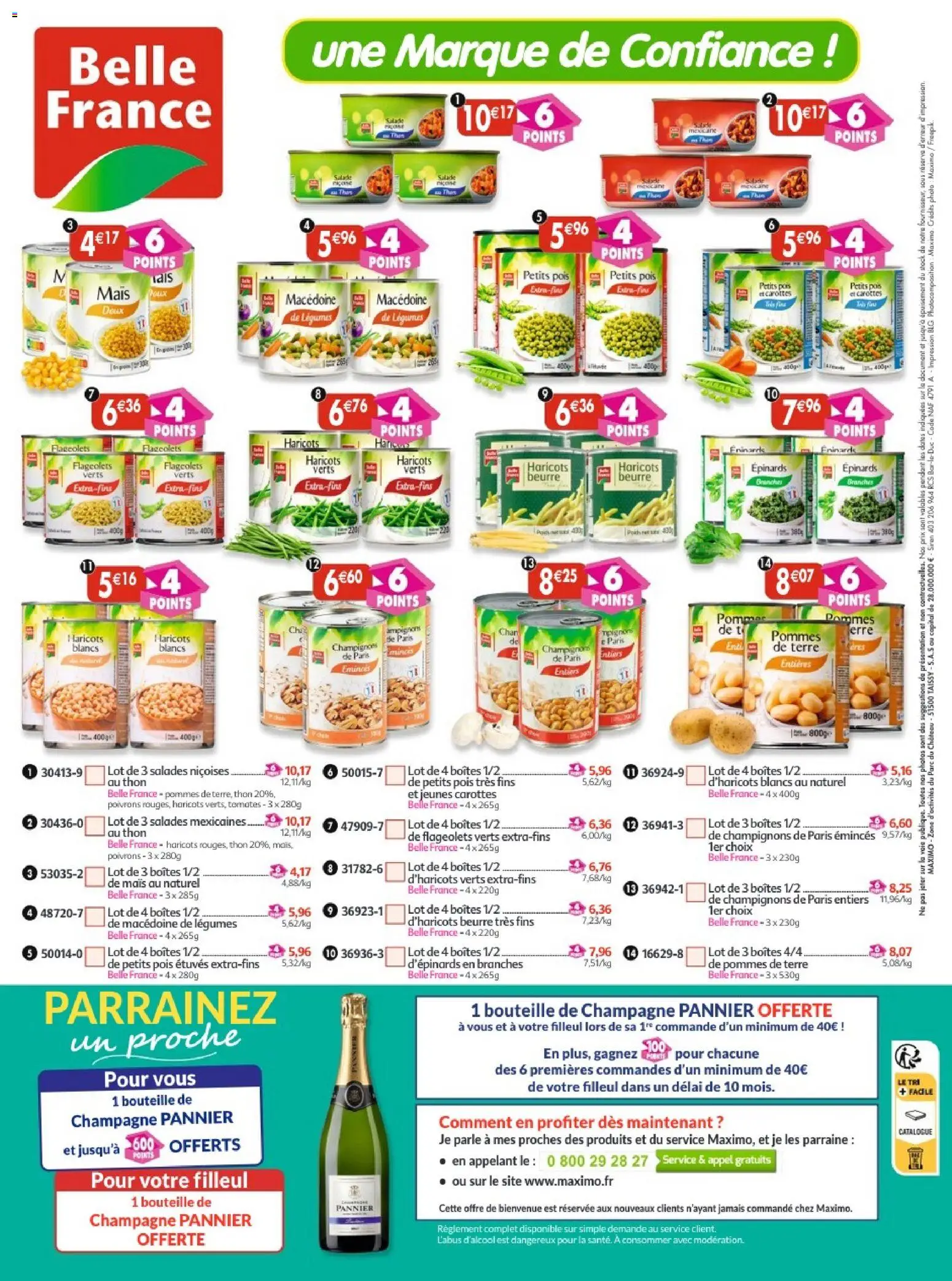 {H1} | Page: 104 | Produits: Haricots verts, Champagne, Pois, Tomates