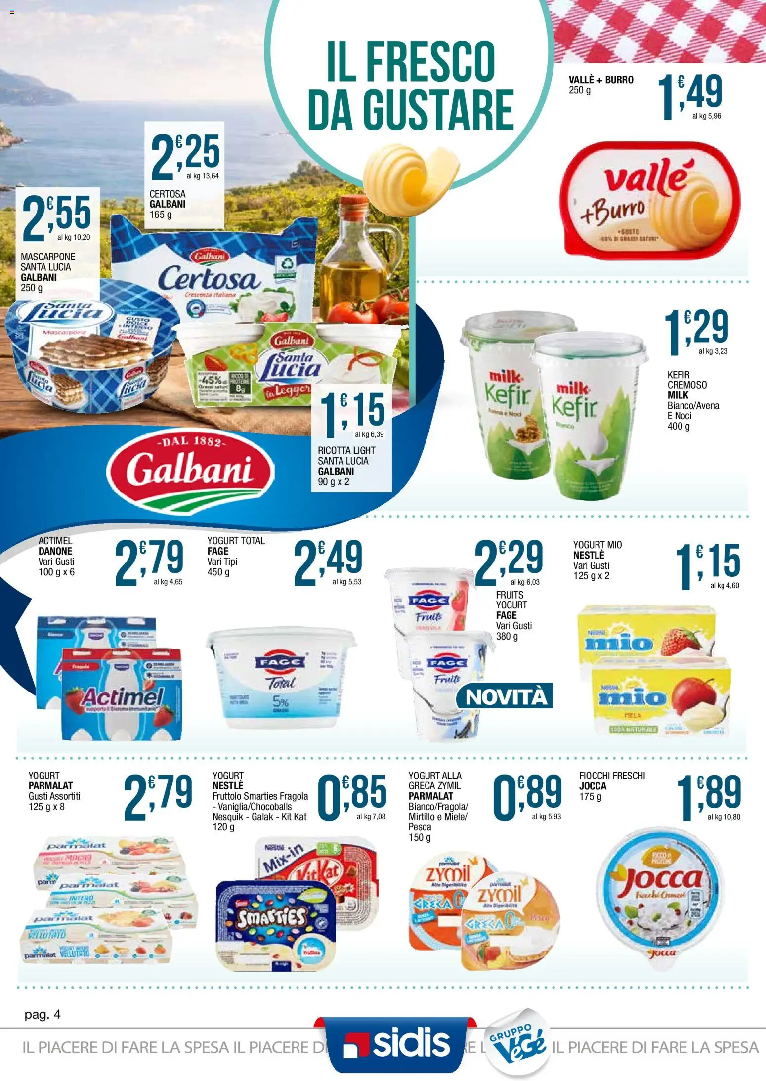 Volantino Sidis del 23.02.2026 | Pagina: 4 | Prodotti: Yogurt, Pesca, Noci, Mascarpone