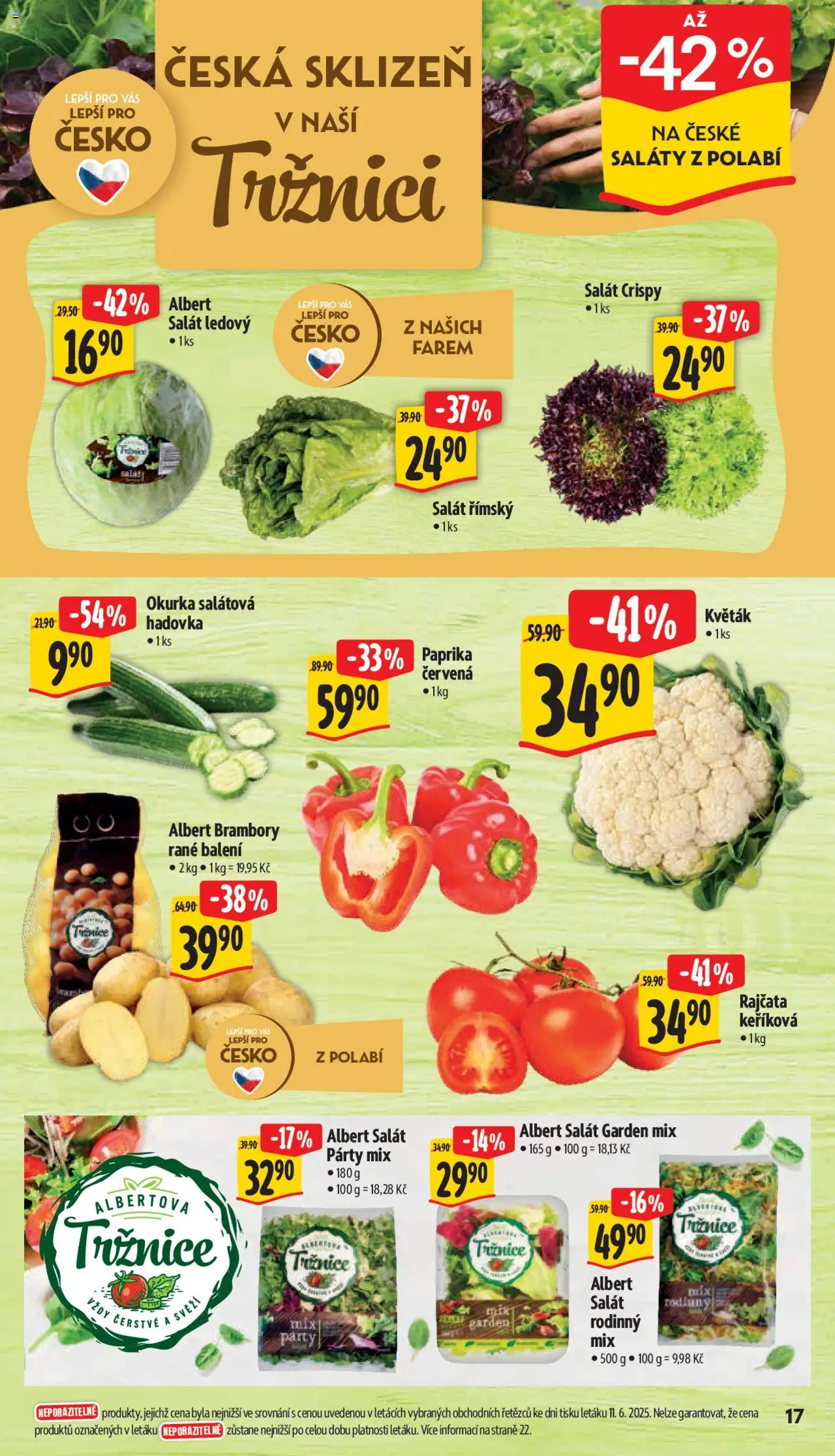 Albert leták - Supermarket od 18.06.2025 | Strana: 23 | Produkty: Květák, Salát, Paprika červená, Okurka