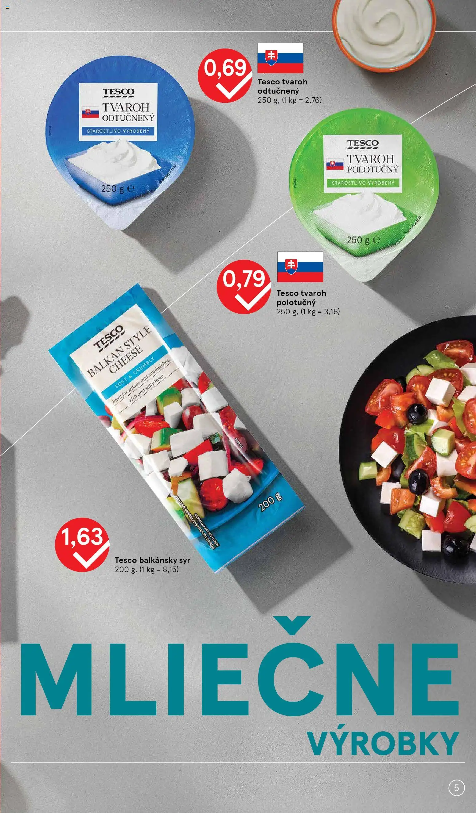 Nové Tesco akcie – leták je platný od 07.01.2026 | Strana: 5 | Produkty: Syr, Balkánsky syr, Tvaroh