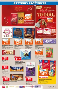 Pogląd oferty "E.Leclerc Gazetka" - ważna od 10.02.2026 | Strona: 23 | Produkty: Śliwki w czekoladzie, Bombonierka, Merci, Czekolada