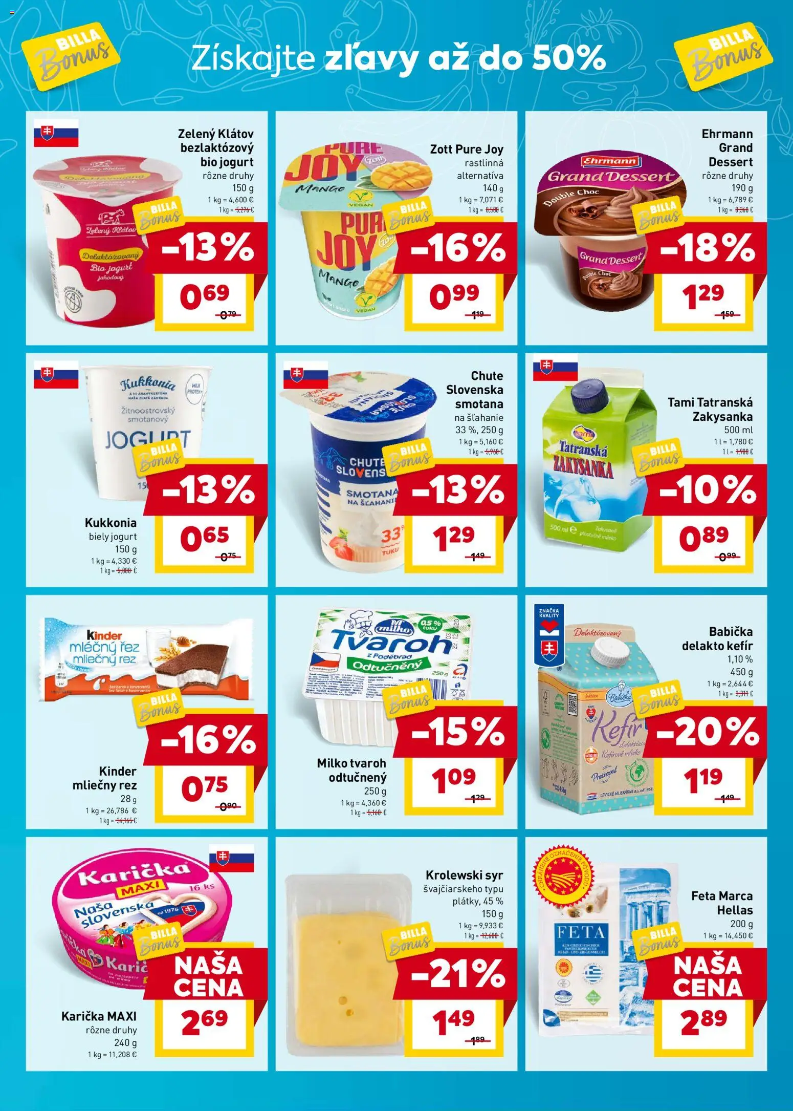 Nové Billa akcie – leták je platný od 26.11.2025 | Strana: 5 | Produkty: Feta, Protein, Biely jogurt, Tvaroh