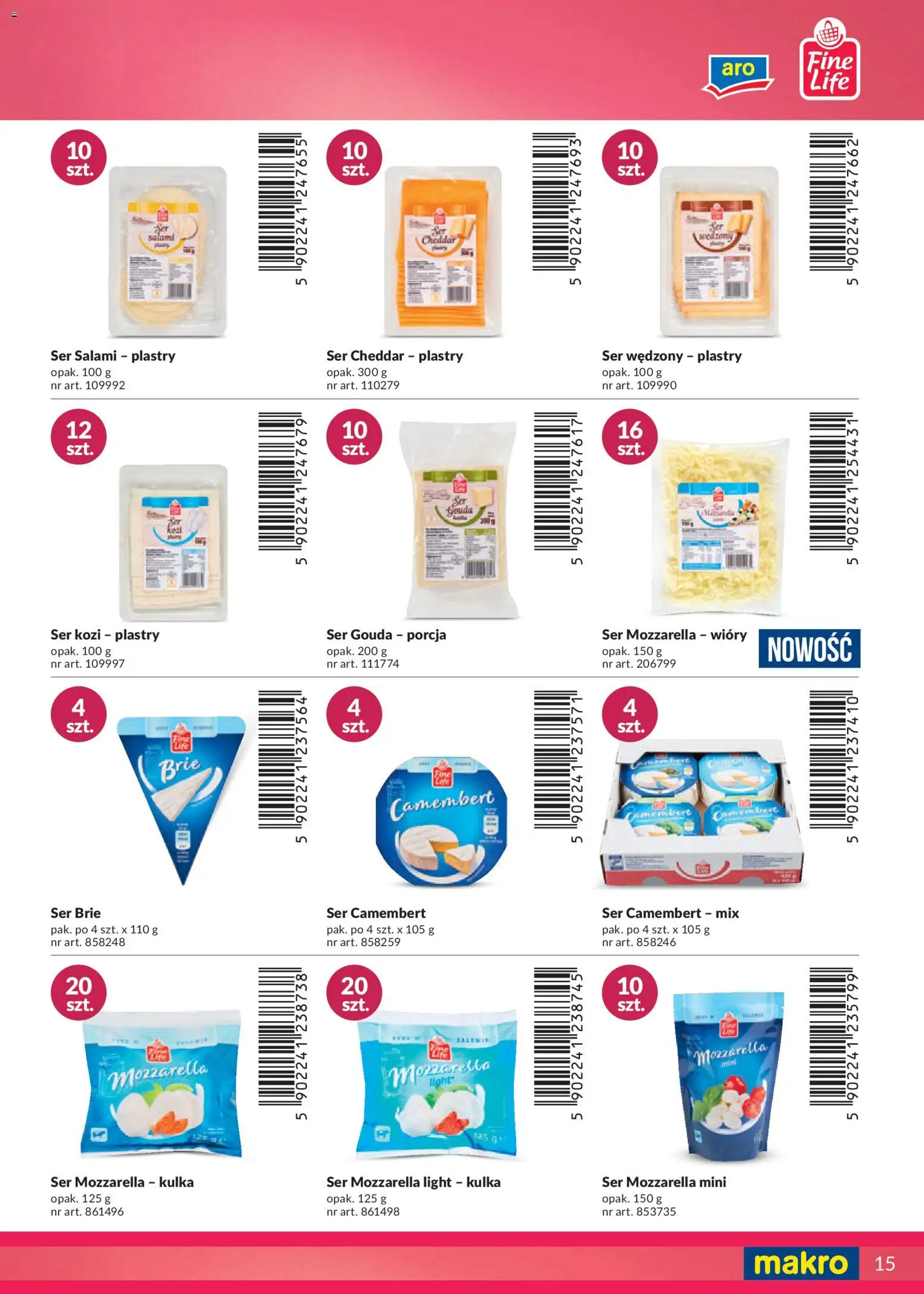 Makro Gazetka - Katalog marki własne dla Twojego sklepu od 28.04.2025 | Strona: 15 | Produkty: Camembert, Ser, Ser brie, Cheddar