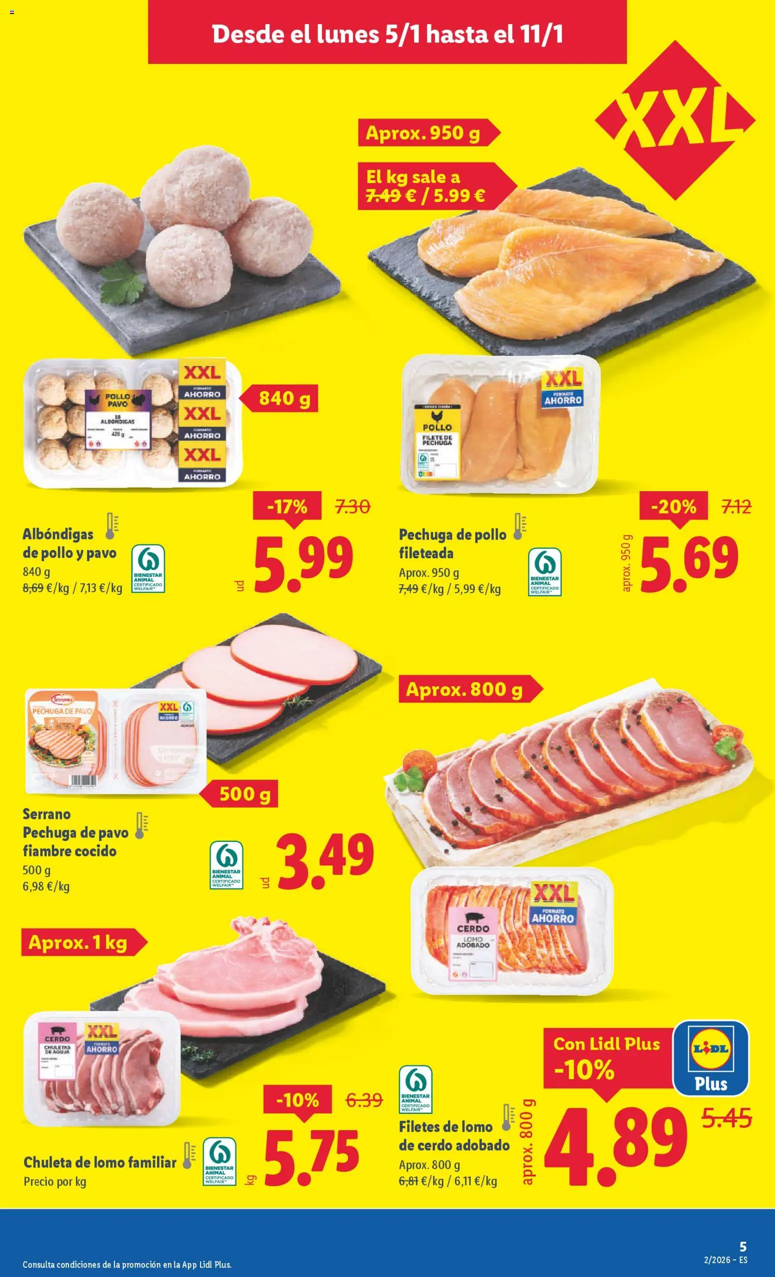 Lidl folleto │ válido desde el 05.01.2026 | Página: 7 | Productos: Pechuga de pollo fileteada, Cerdo