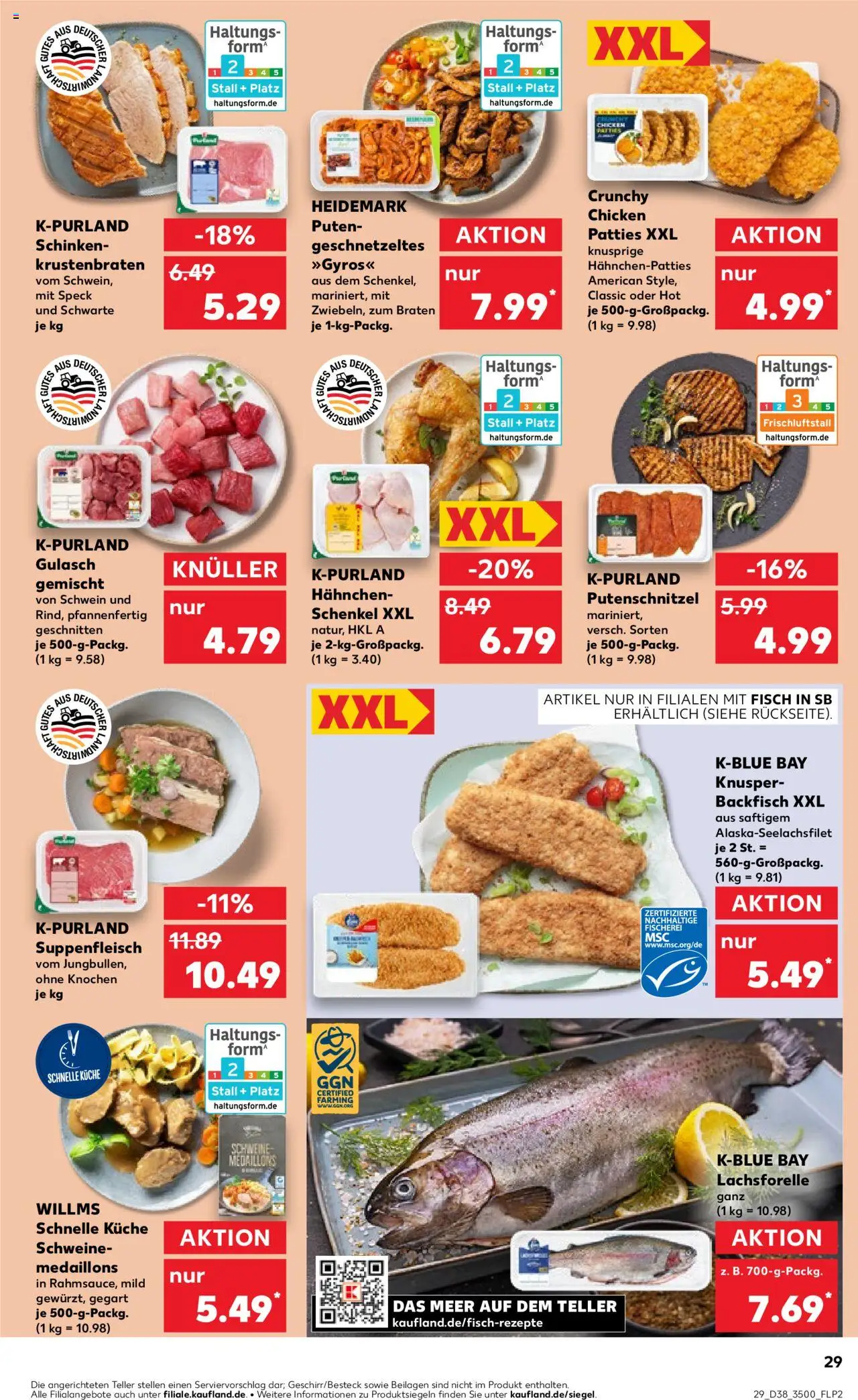 Kaufland prospekt Jena	 – gültig ab 21.09.2025 | Seite: 29 | Produkte: Krustenbraten, Fisch, Putenschnitzel, Suppenfleisch