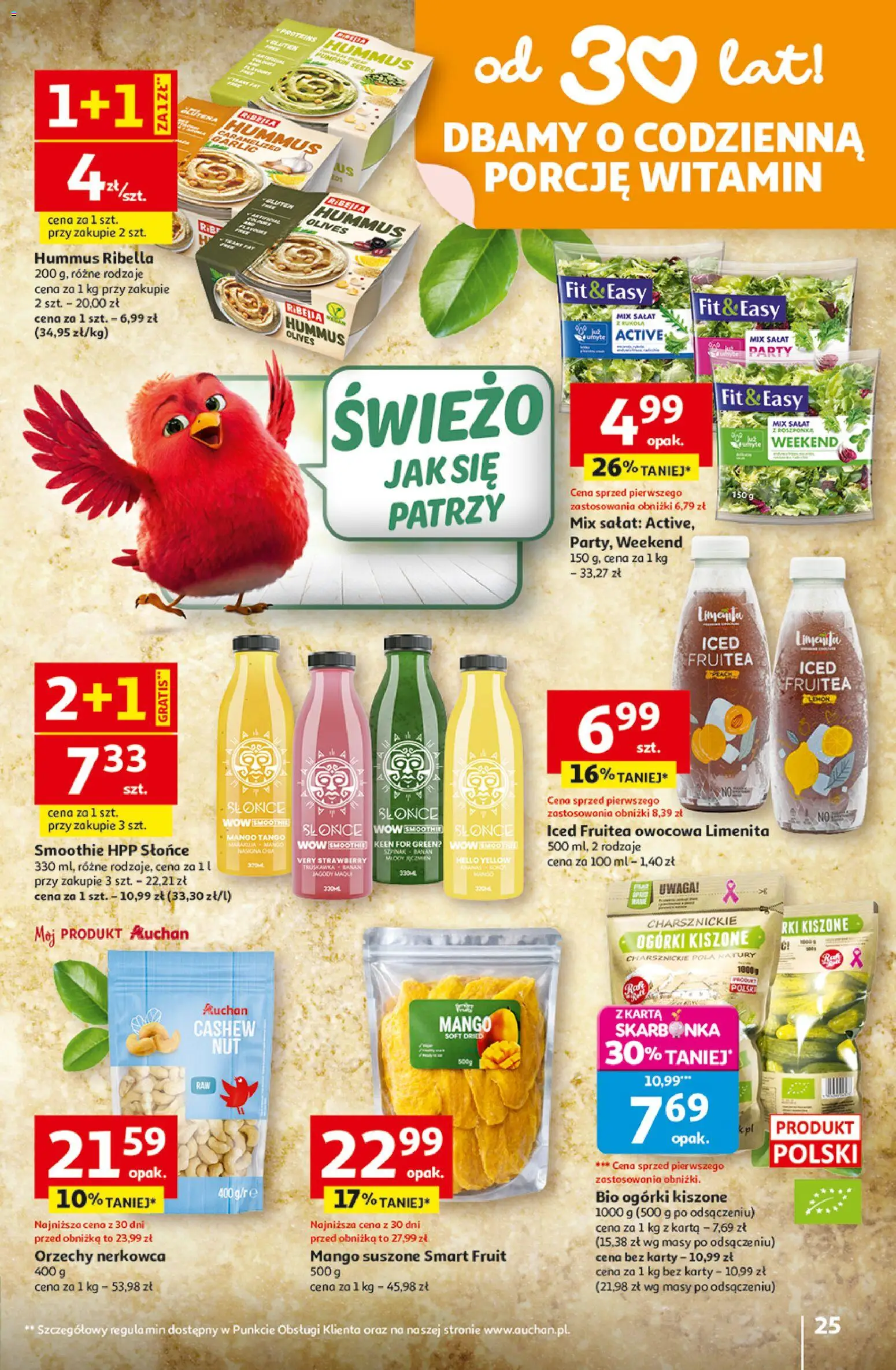 Auchan gazetka - 30 Lat Hipermarket od 29.04.2026 | Strona: 25 | Produkty: Karta, Smoothie, Hummus, Mix sałat